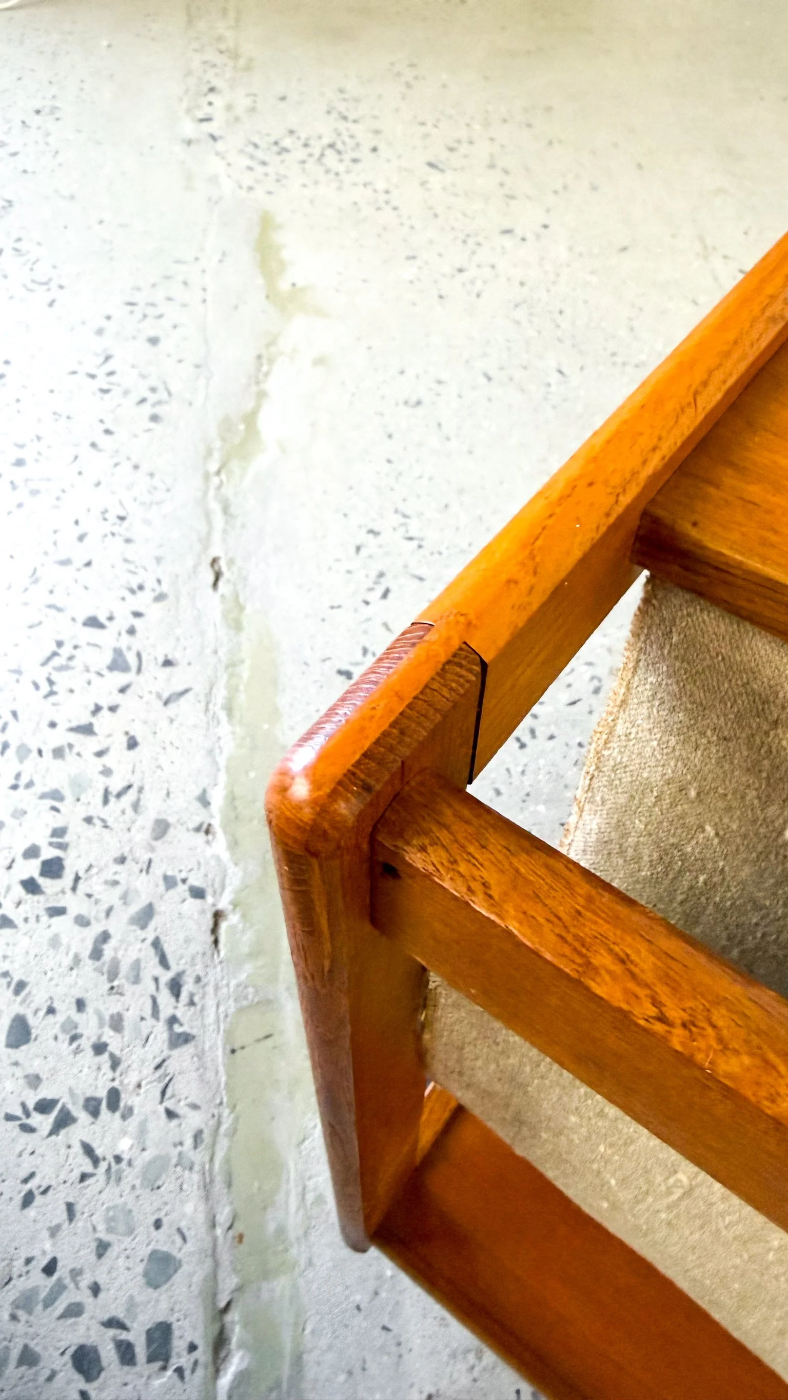 Rolling Danish Teak Side Table with Canvas Magazine Holder7.jpg