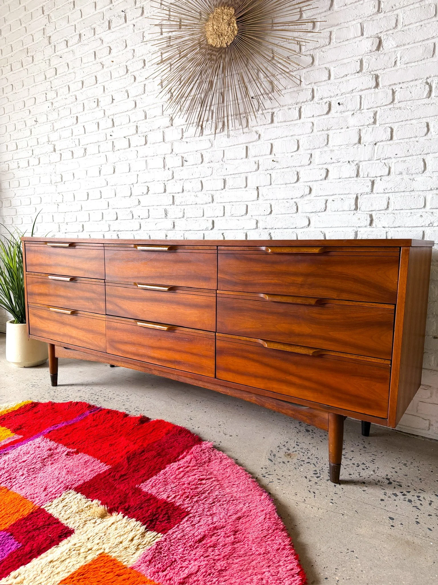 Mid Century Walnut 9 Drawer Lowboy Dresser5.jpg