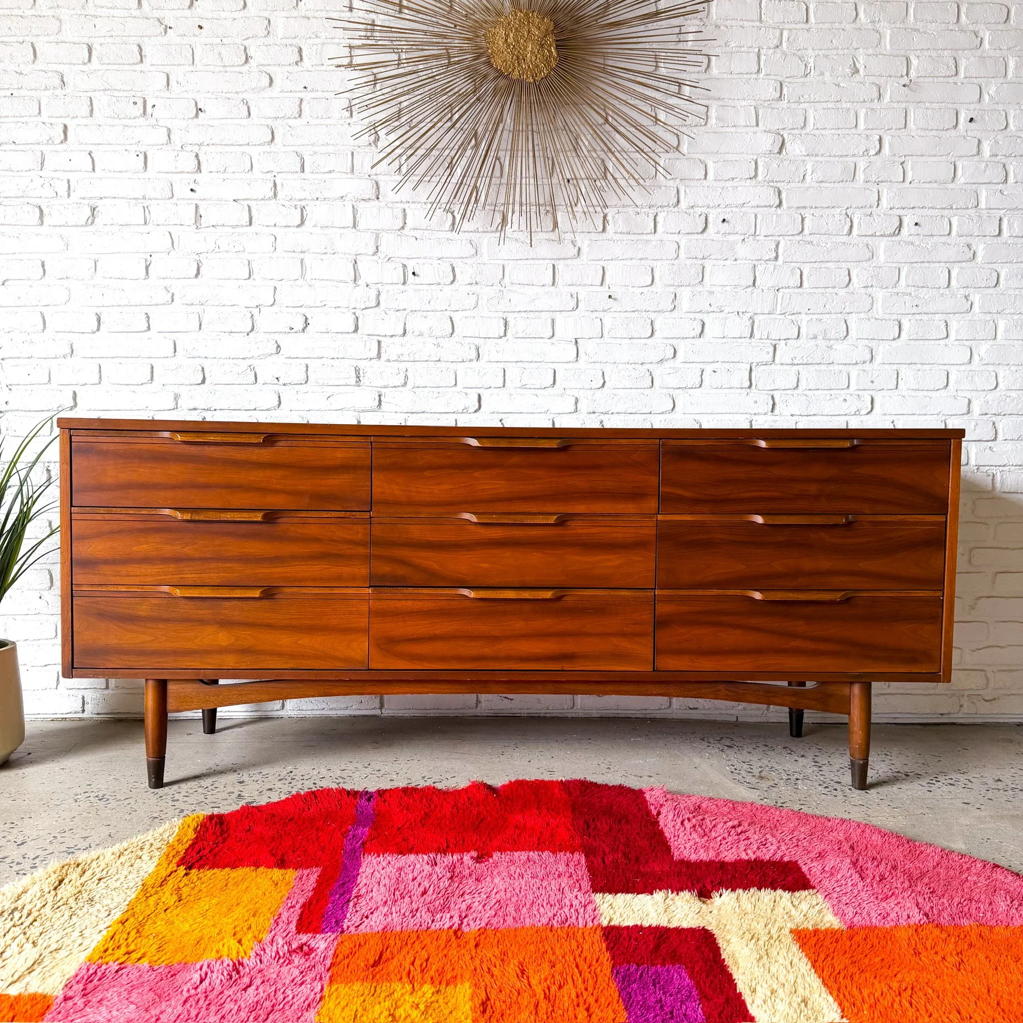Mid Century Walnut 9 Drawer Lowboy Dresser3.jpg