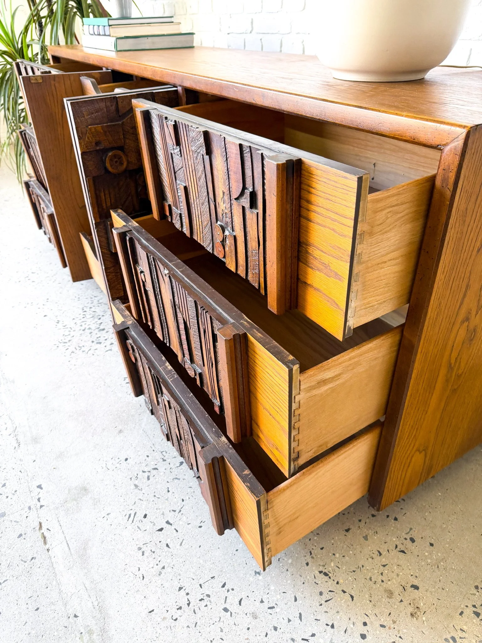Lane Pueblo Brutalist 1970s Lowboy Dresser 14.jpg