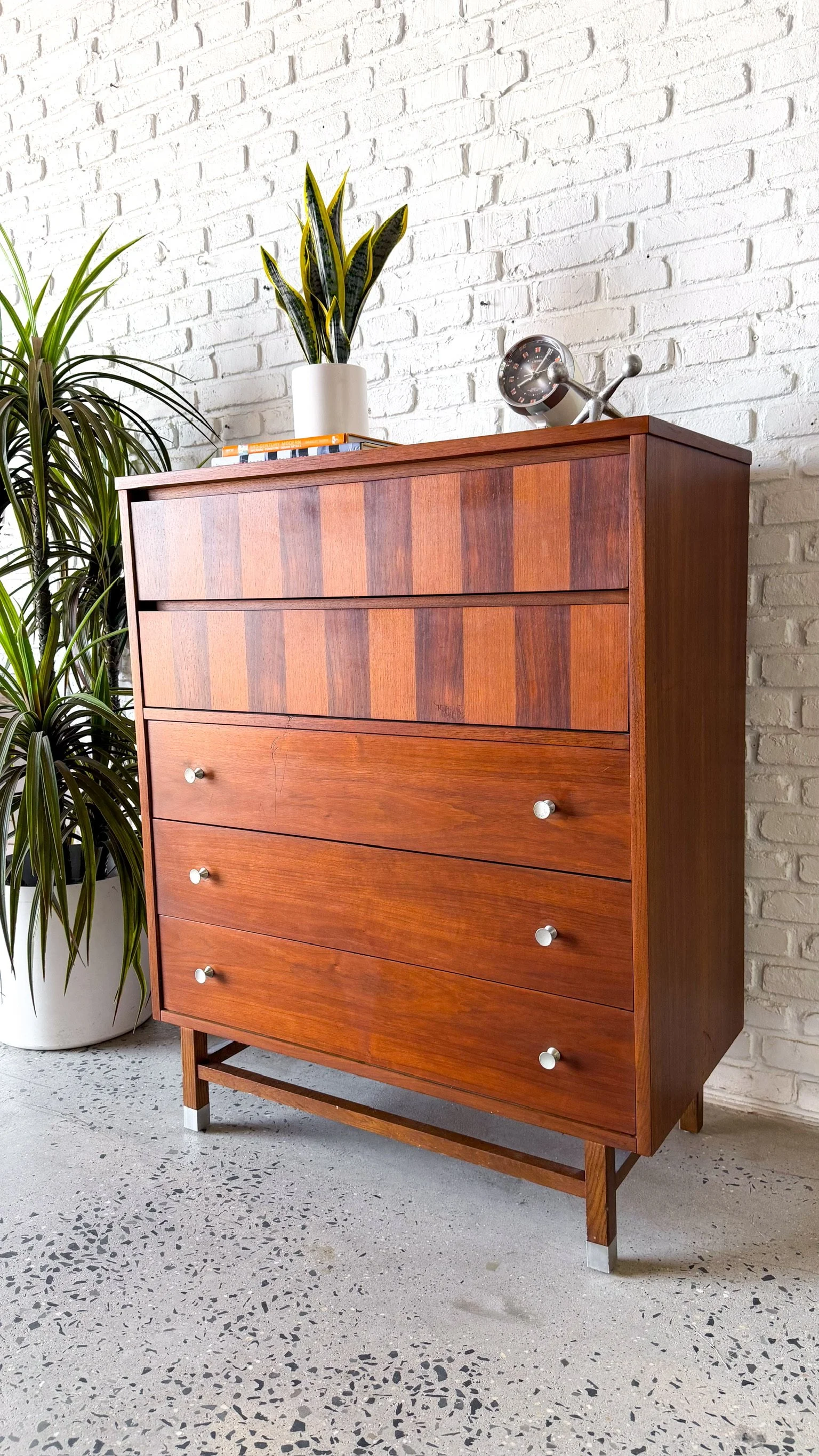 1960s Stanley Walnut and Rosewood Highboy Dresser2.jpg