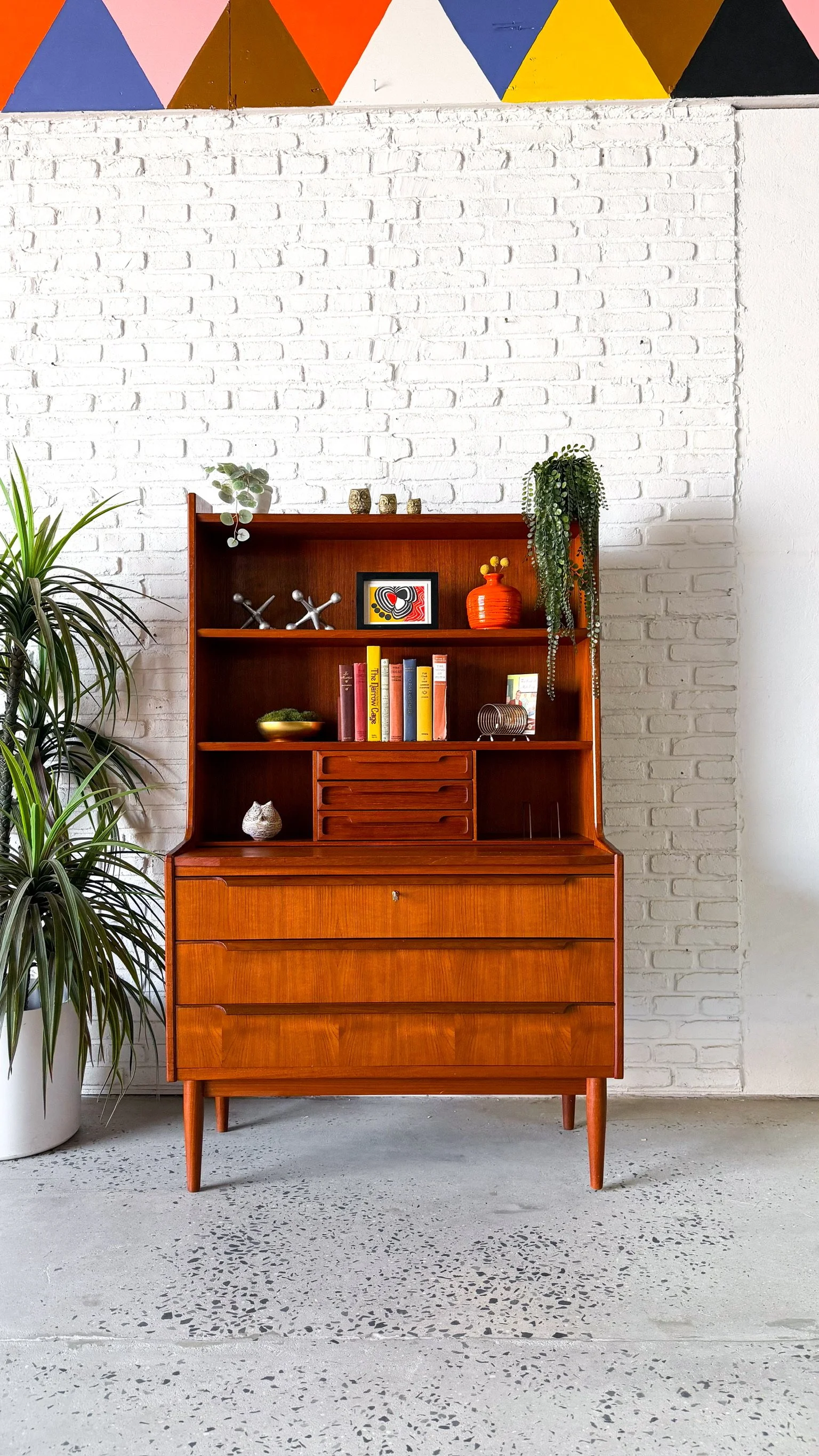 Danish Modern Teak Secretary Desk Bookshelf2.jpg