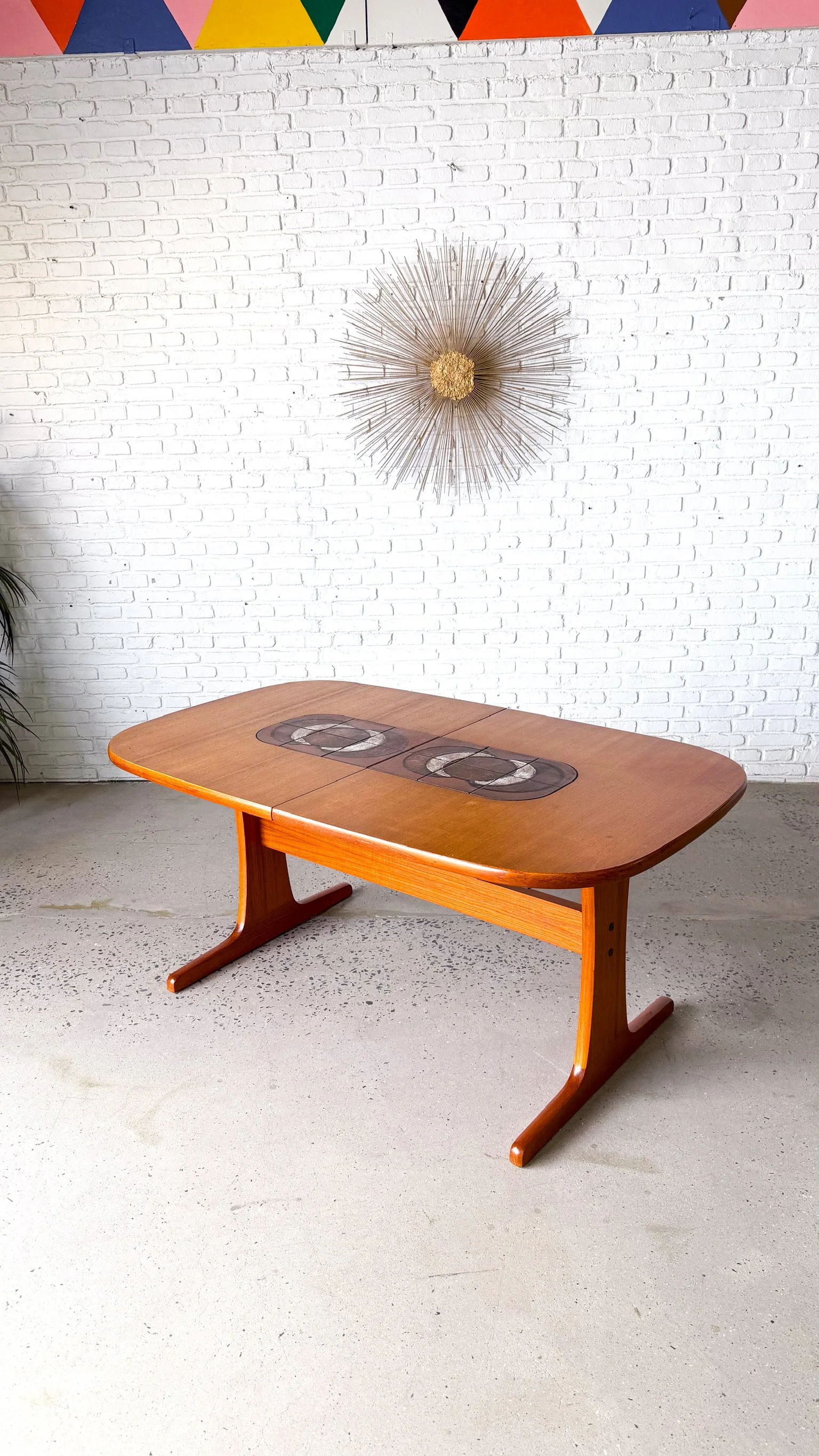 Danish Modern Teak Dining Table by Paul H. Poulsen with Tile Detail and Two Leaves15.jpg