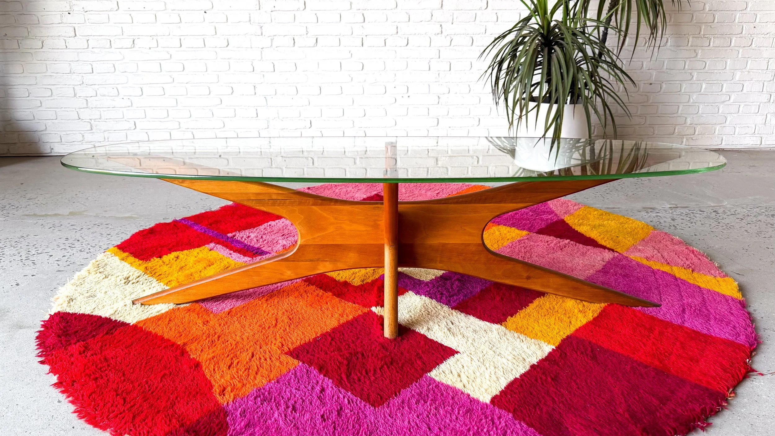 Designer, Adrian Pearsall, "Jacks" Glass Top Wood Base Coffee Table10.jpg