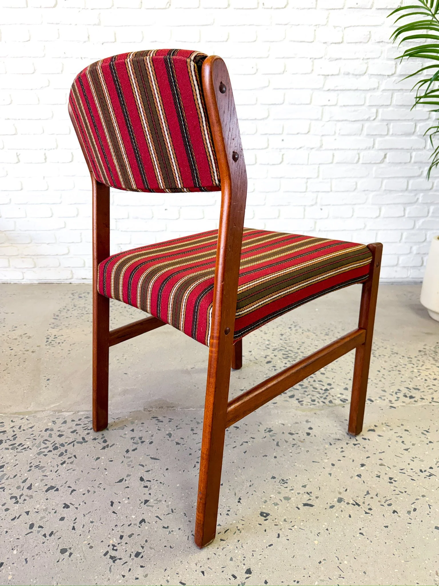 Danish Teak Dining Chairs Set of 6 red stripe12.jpg