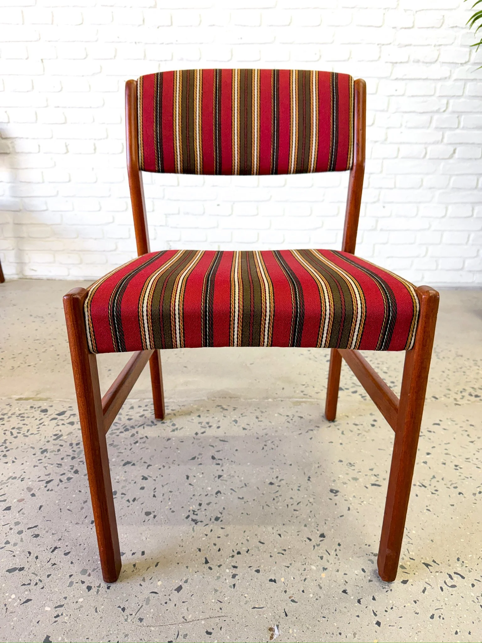 Danish Teak Dining Chairs Set of 6 red stripe15.jpg