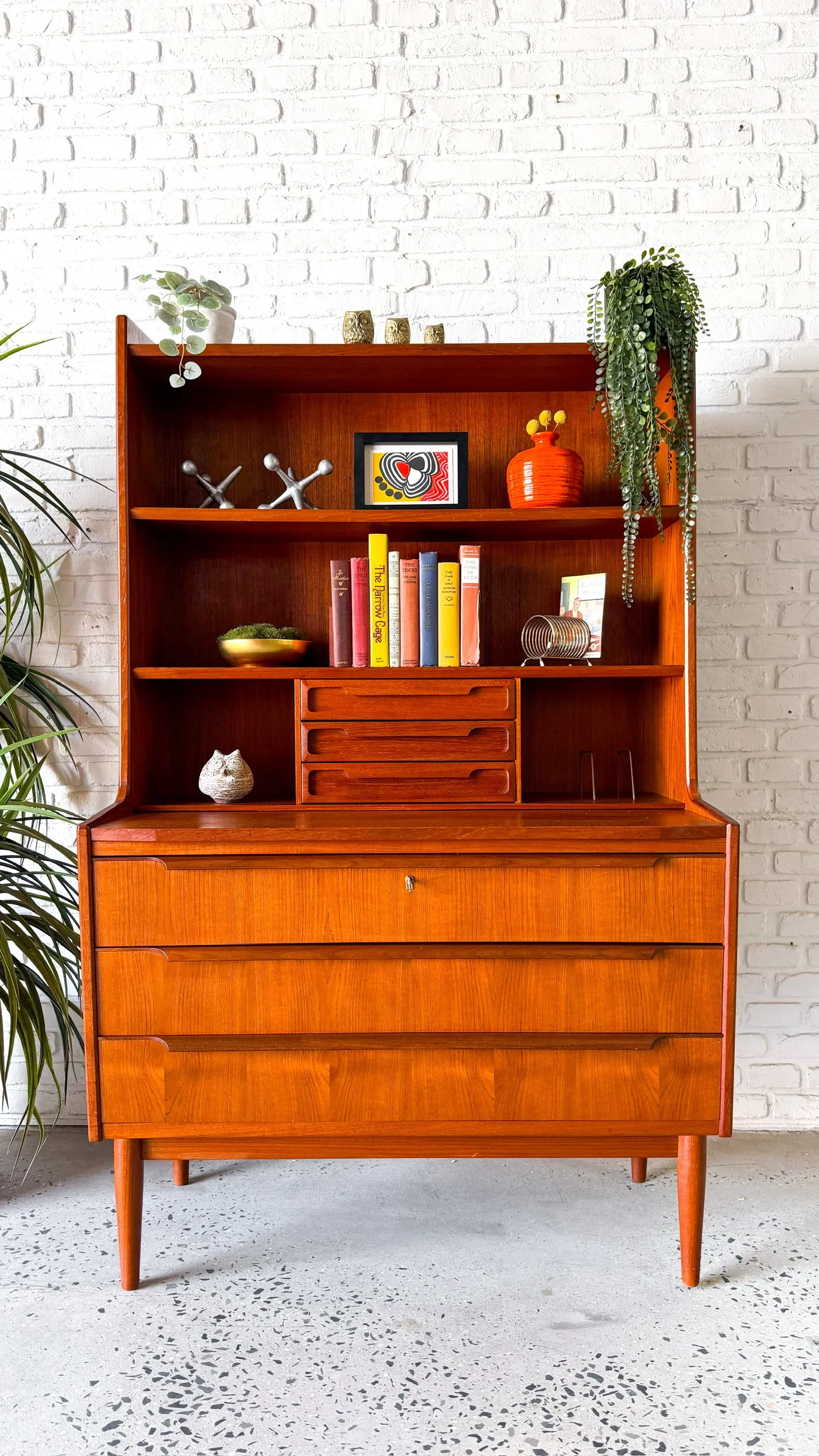 Danish Modern Teak Secretary Desk Bookshelf1.jpg