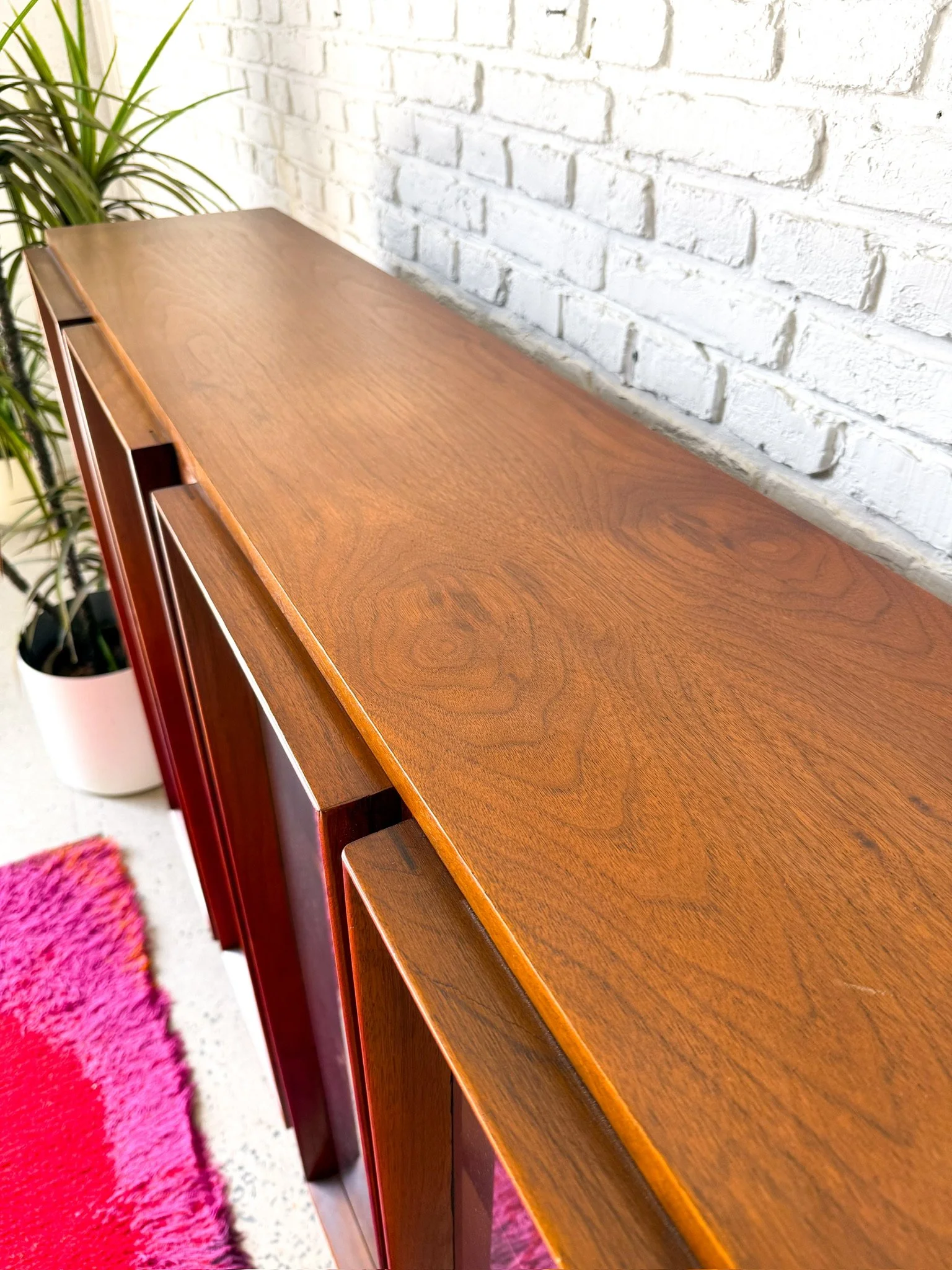 1960s Modern Walnut Curio Cabinet Display Shelving