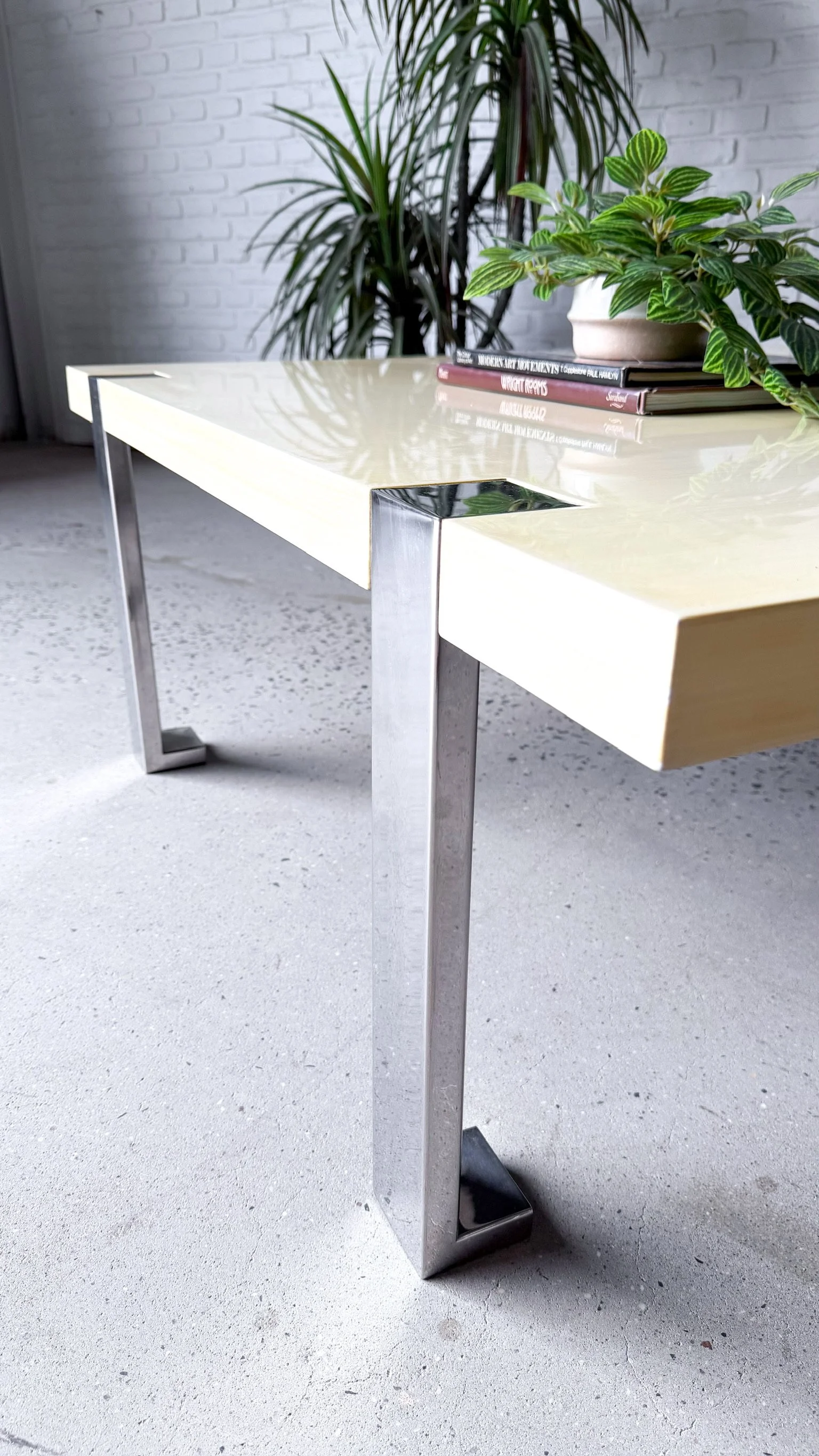 Rare Chrome and Laquer Post Modern Coffee Table10.jpg
