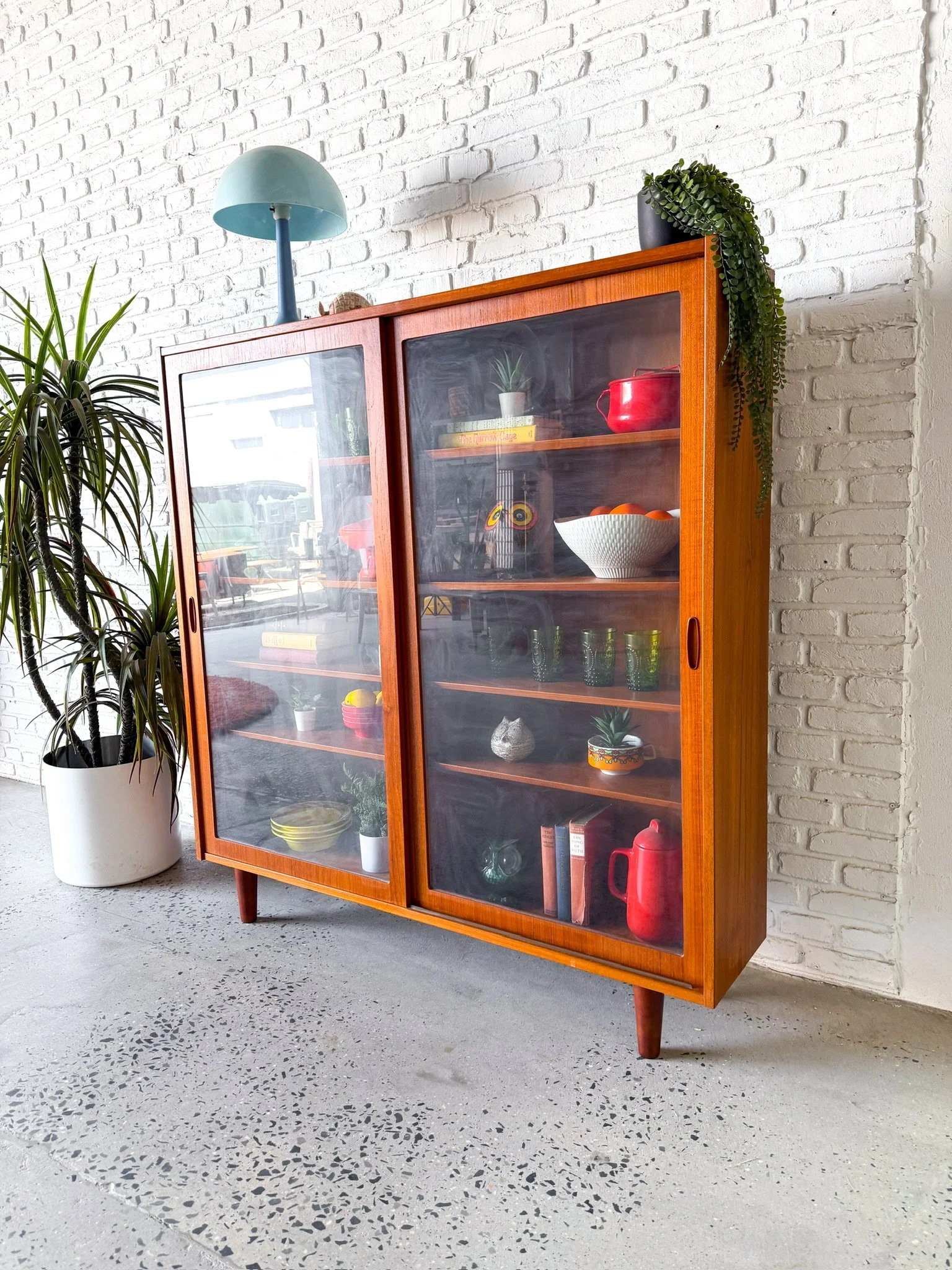 Danish Modern Teak Bookcase Curio Cabinet by Poul Hundevad4.jpg