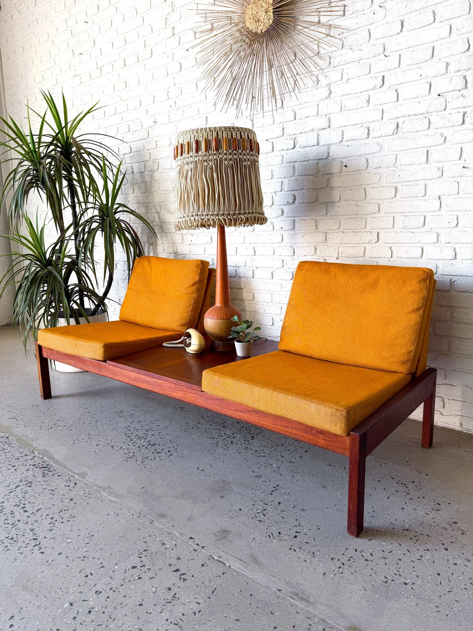 Danish Two Seater Sofa with Built In Side Table5.jpg