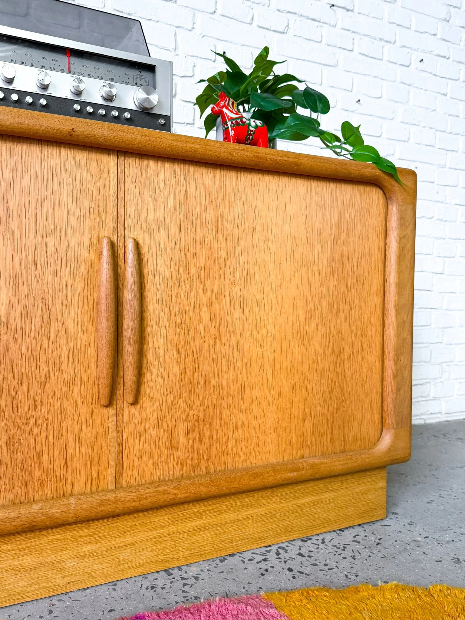 Dyrlund Danish Oak Tambour Door Media Cabinet8.jpg