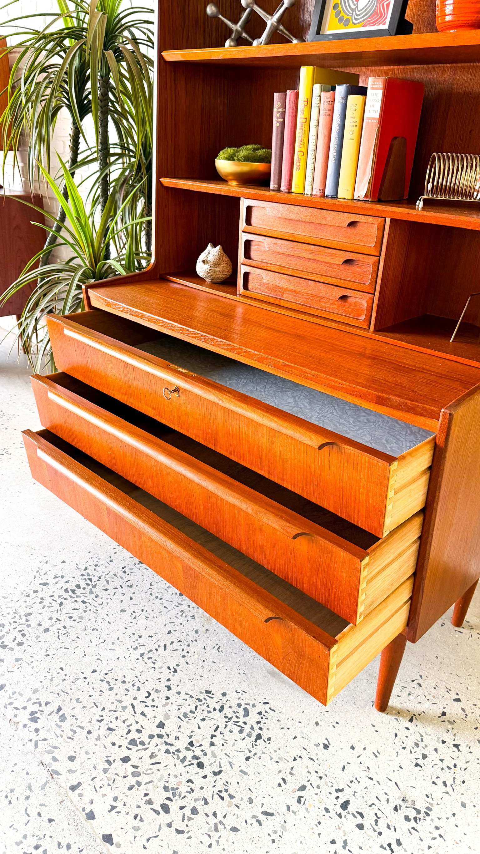 Danish Modern Teak Secretary Desk Bookshelf11.jpg