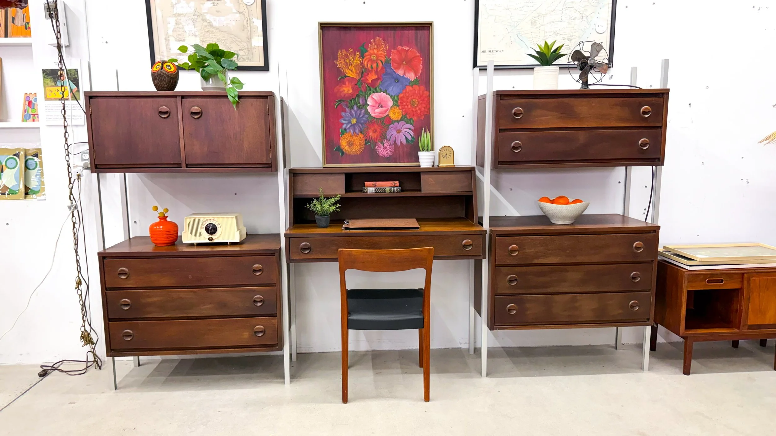 Stanley 3-bay Freestanding Wall Unit with Desk c. 1960s1.jpg