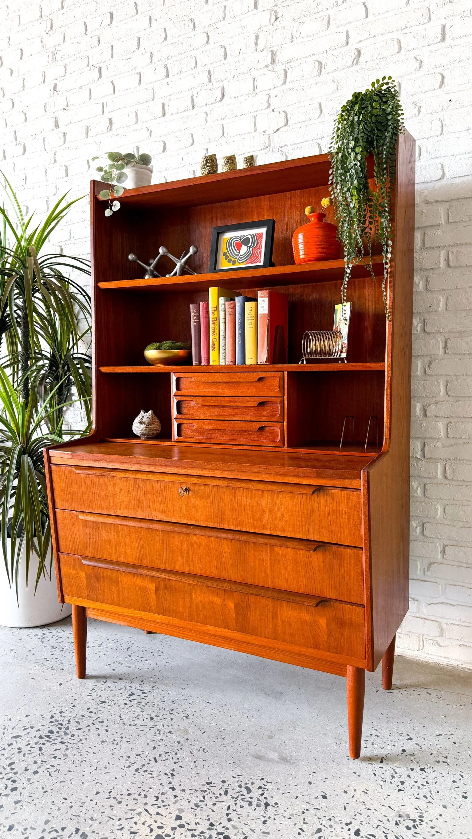 Danish Modern Teak Secretary Desk Bookshelf3.jpg