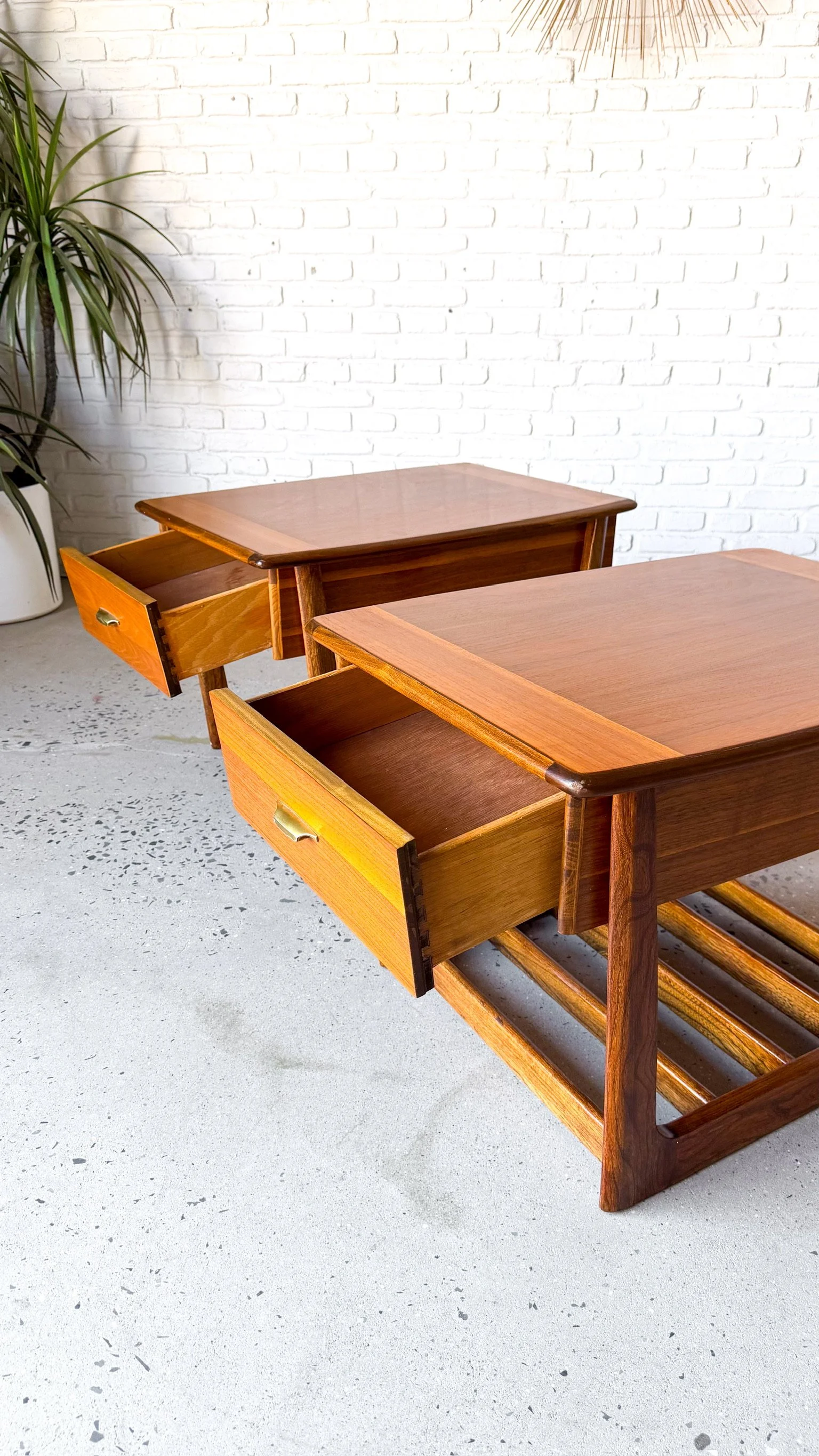 Mid Century Sleigh Leg Side Tables by Lane- Pair!7.jpg