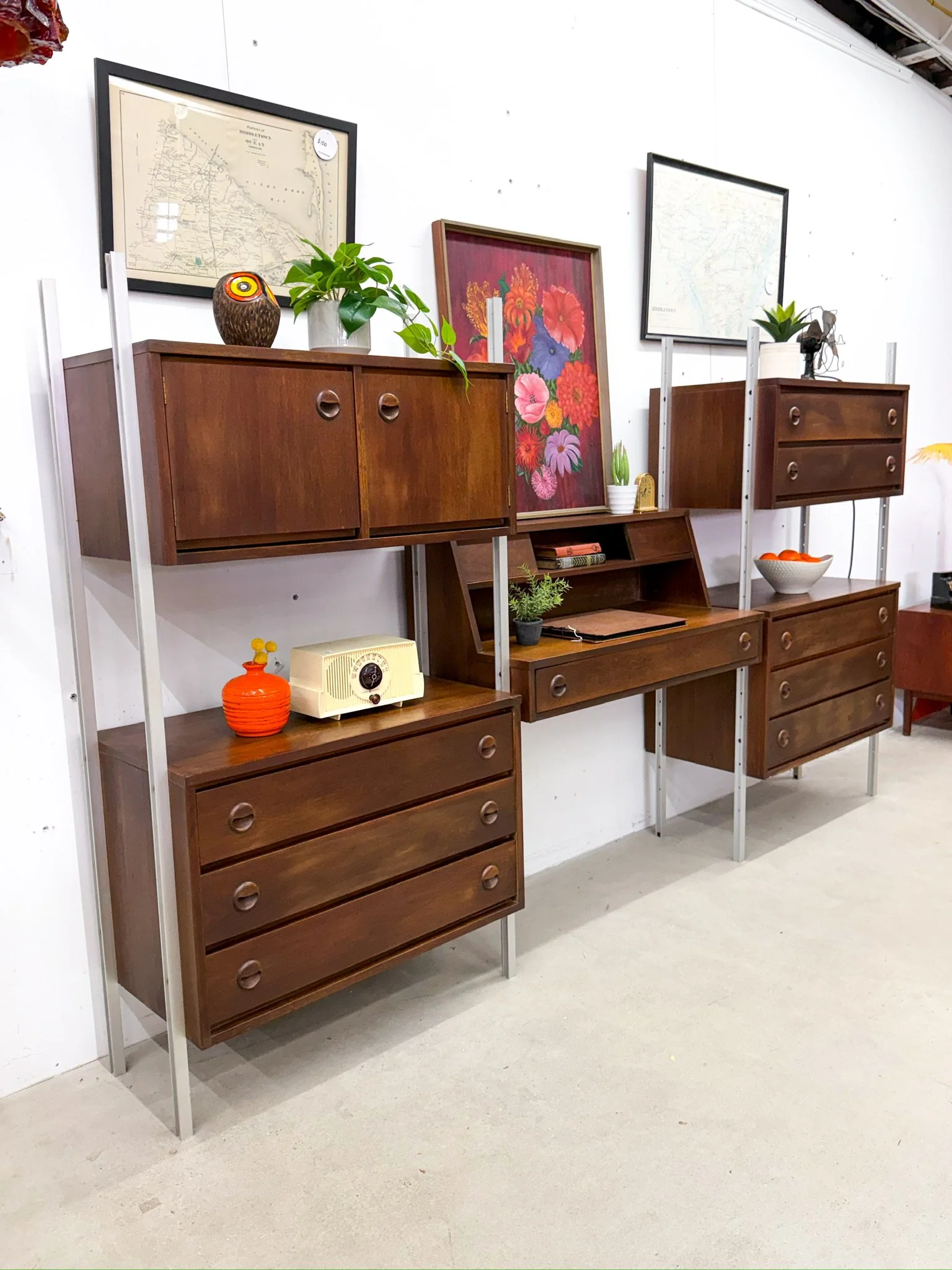 Stanley 3-bay Freestanding Wall Unit with Desk c. 1960s11.jpg