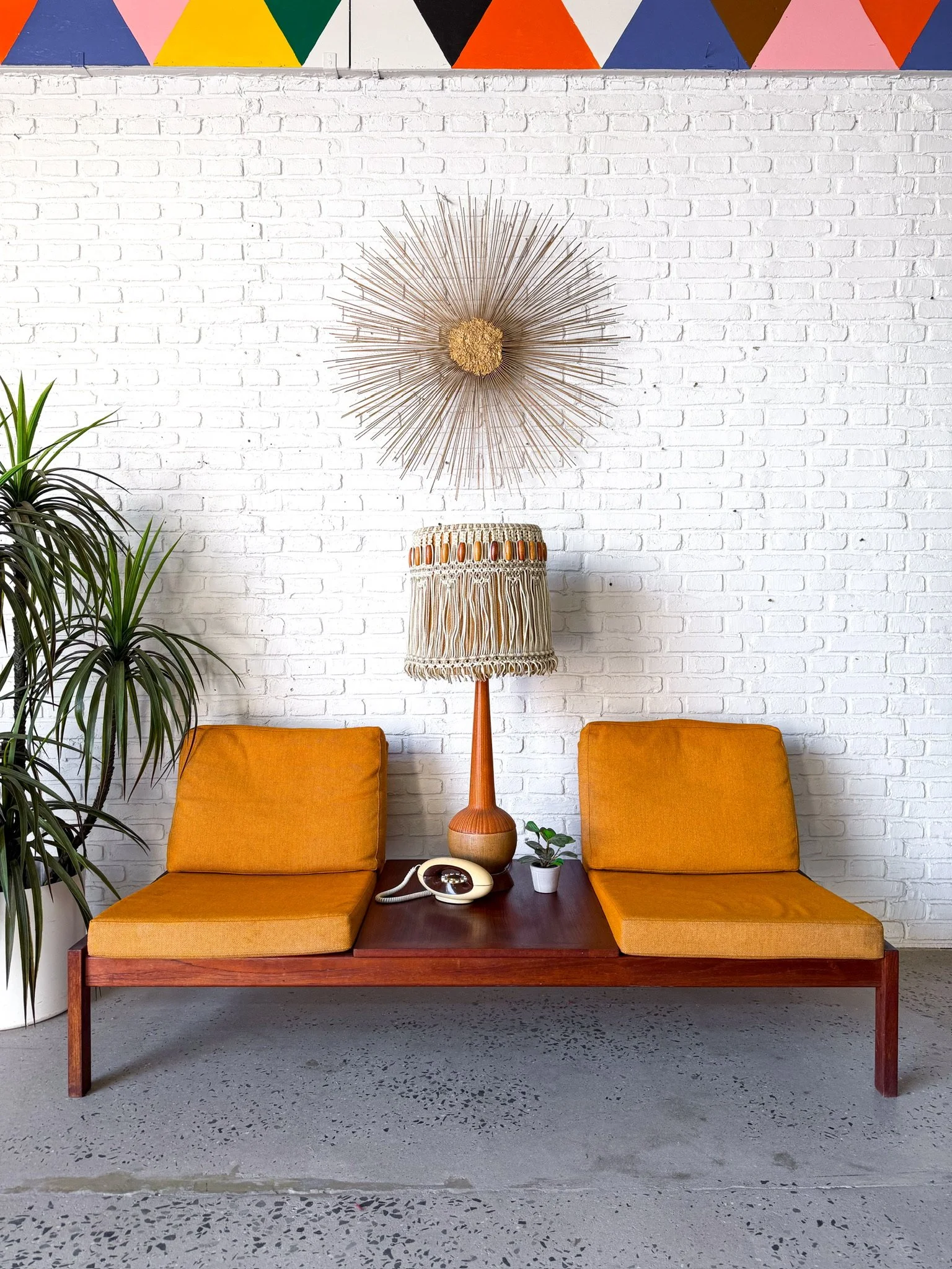 Danish Two Seater Sofa with Built In Side Table4.jpg