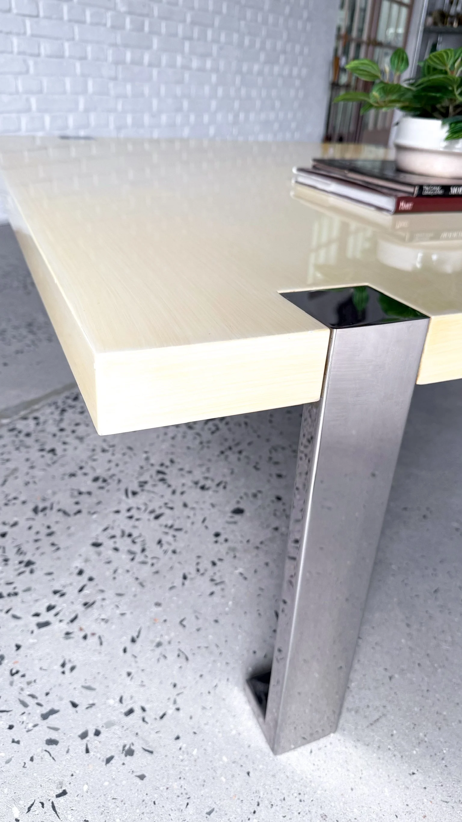 Rare Chrome and Laquer Post Modern Coffee Table11.jpg