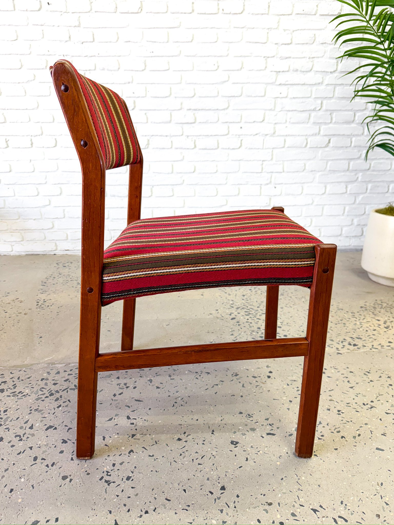Danish Teak Dining Chairs Set of 6 red stripe13.jpg