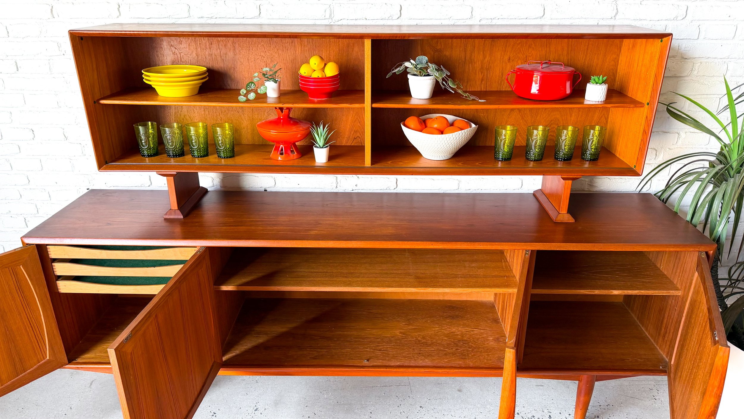 Scandinavian Teak Credenza by Gustav Bahus with Hutch top by Dyrlund9.jpg
