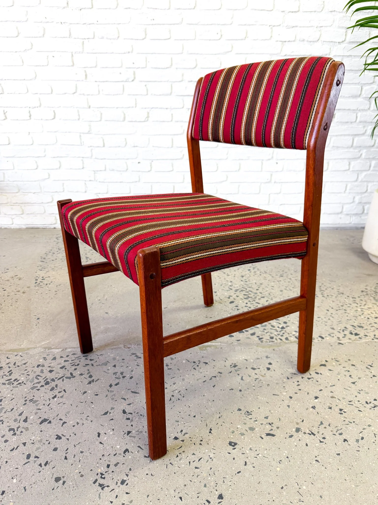 Danish Teak Dining Chairs Set of 6 red stripe7.jpg