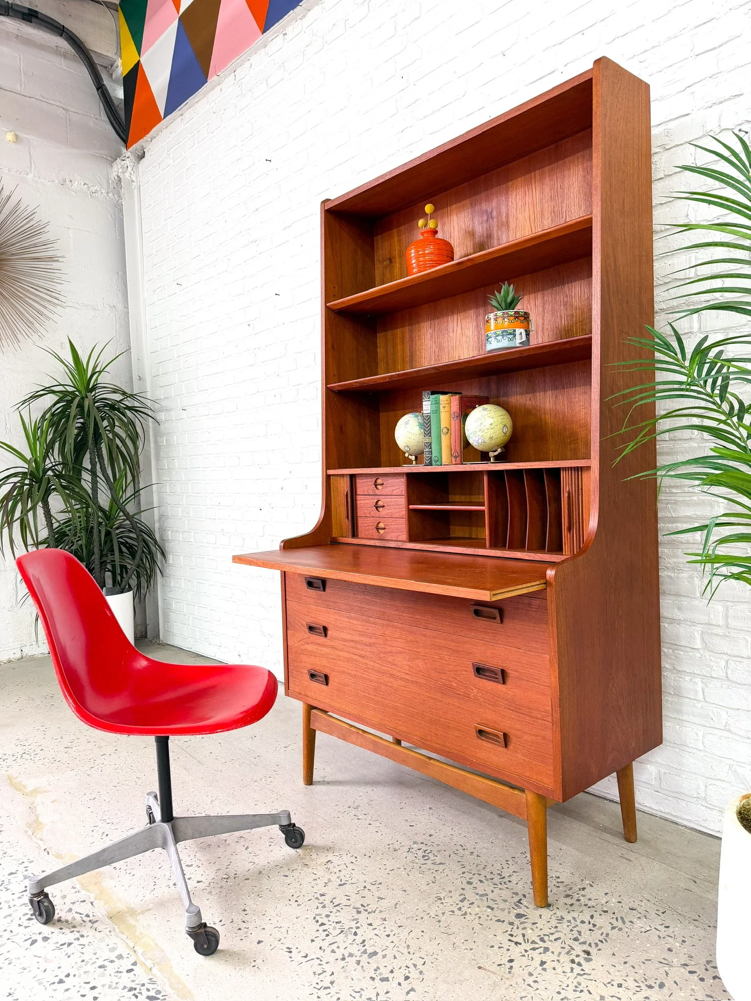 Johannes Sorth Teak Secretary Desk Bookcase9.jpg