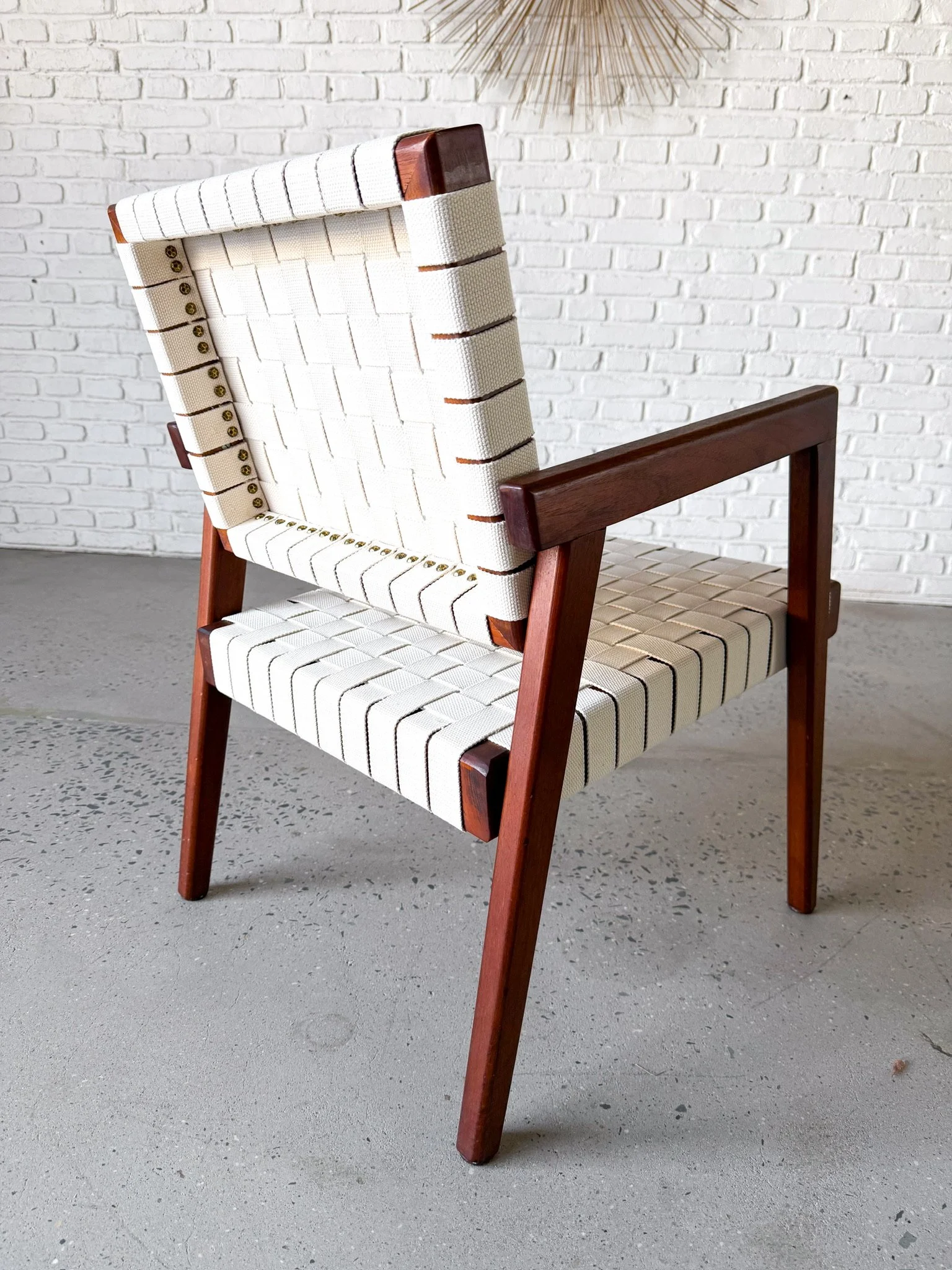 1950s solid wood side chair with NEW woven strap seat6.jpg