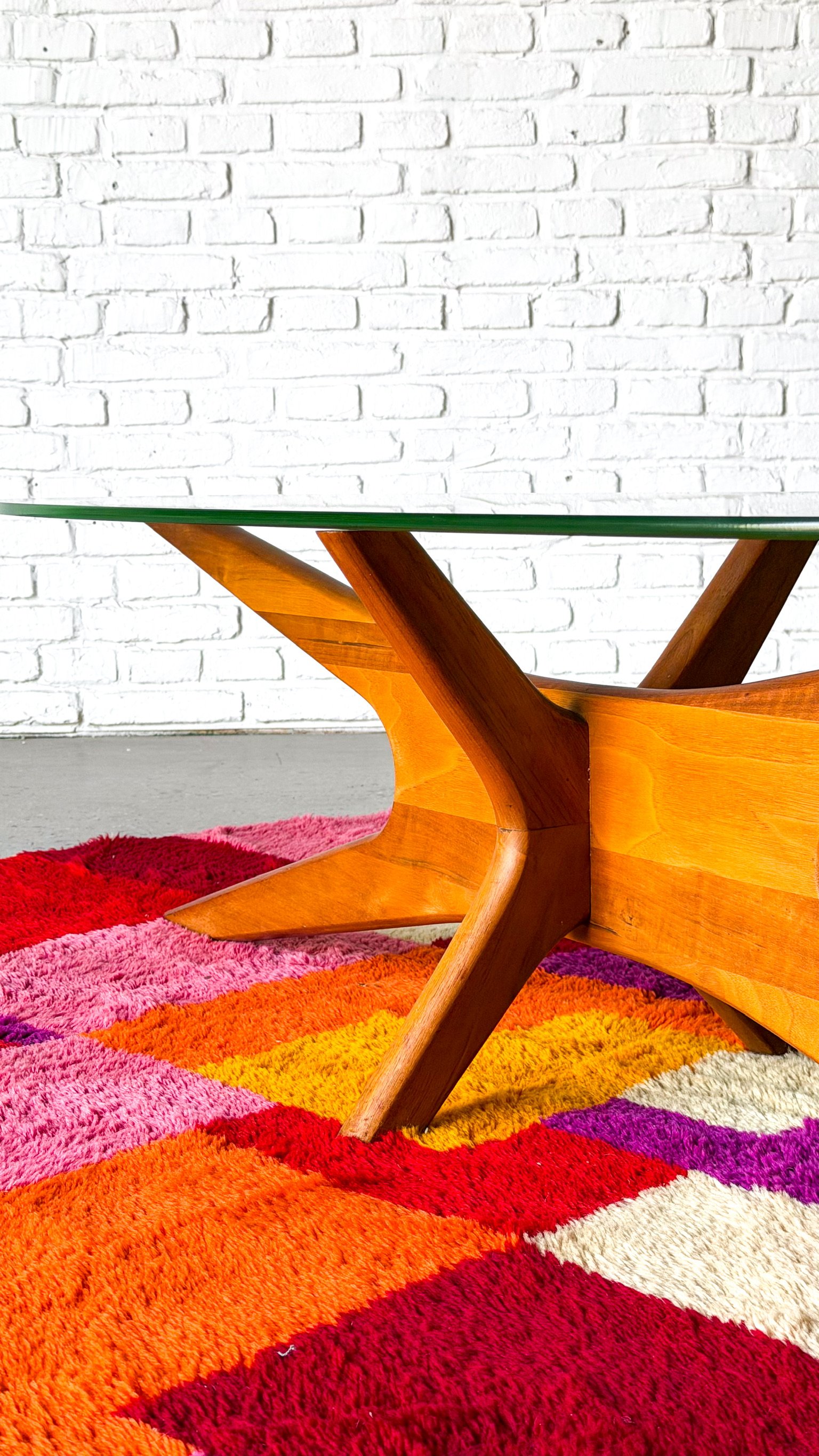 Designer, Adrian Pearsall, "Jacks" Glass Top Wood Base Coffee Table3.jpg