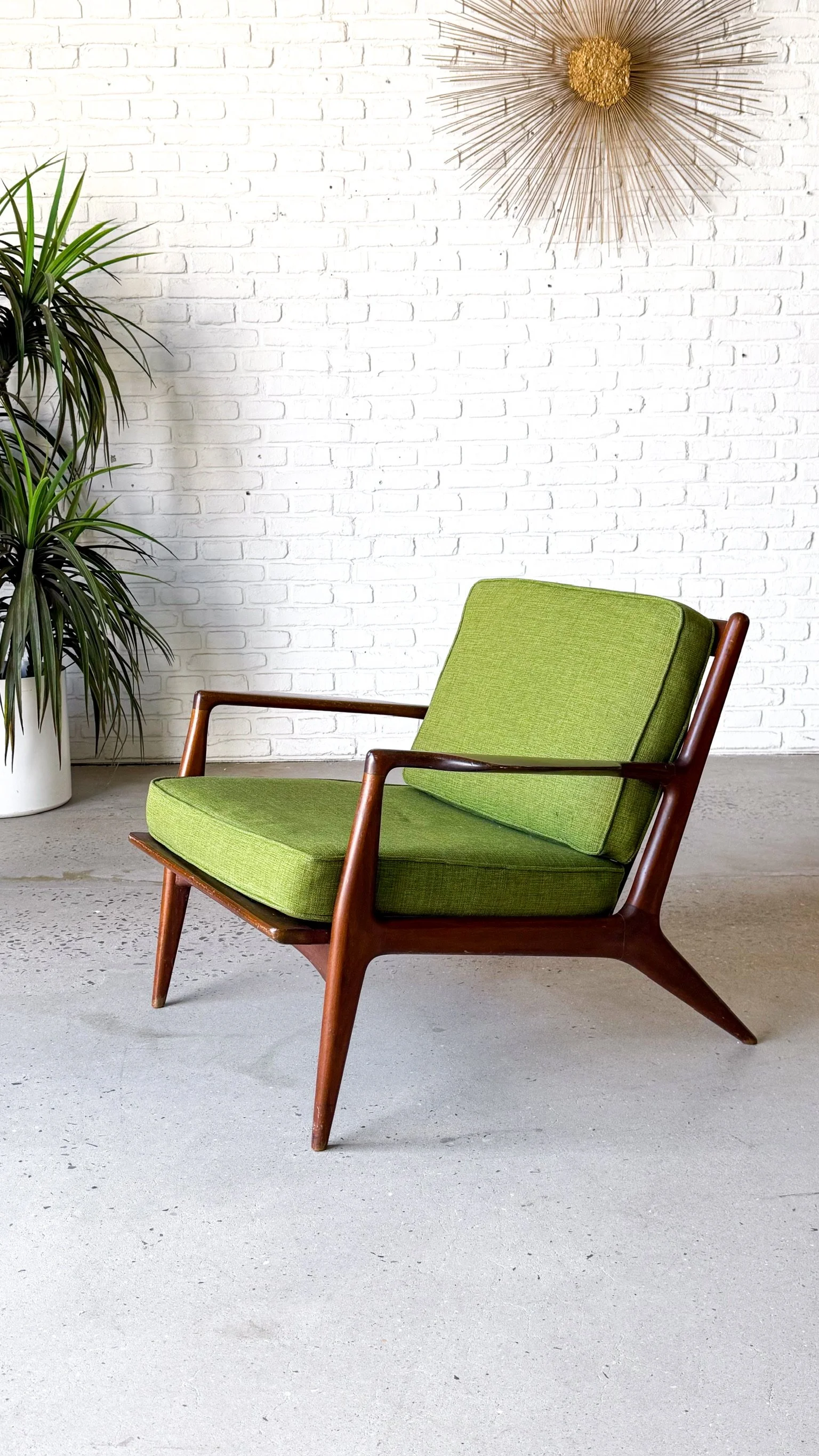 Danish Modern Lounge Chair with Original Green Upholstery1.jpg