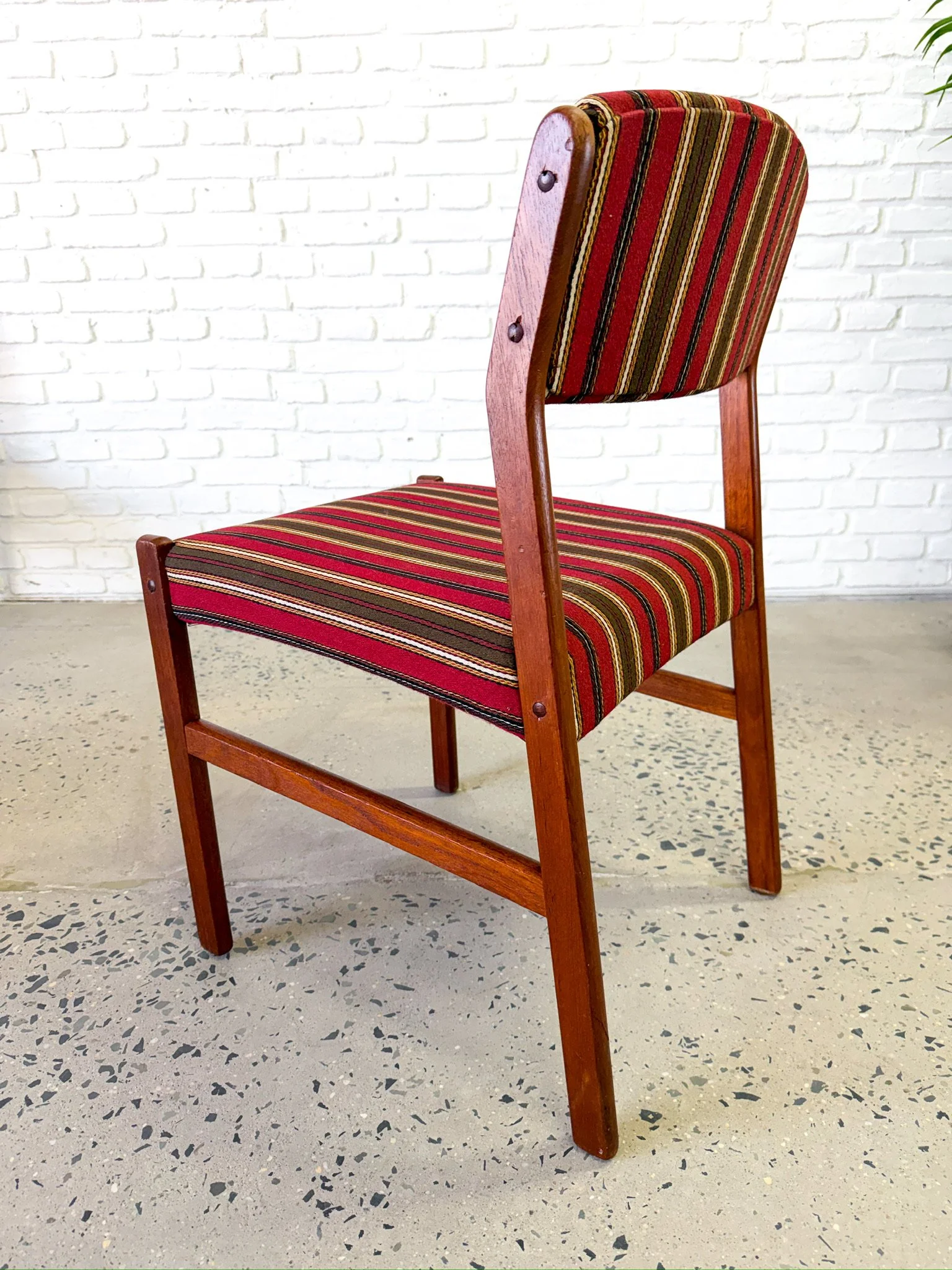 Danish Teak Dining Chairs Set of 6 red stripe10.jpg