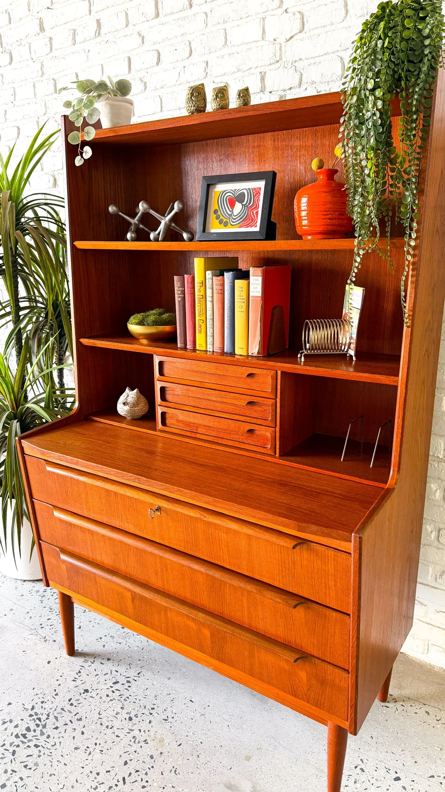 Danish Modern Teak Secretary Desk Bookshelf5.jpg