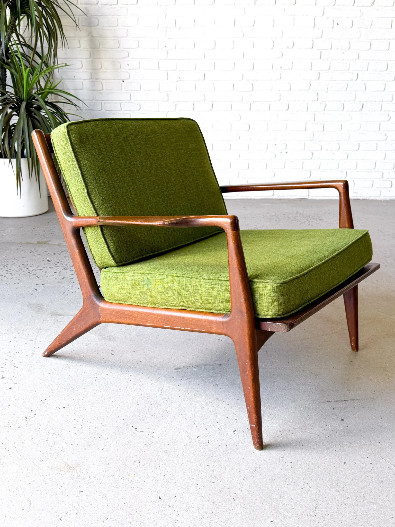 Danish Modern Lounge Chair with Original Green Upholstery14.jpg