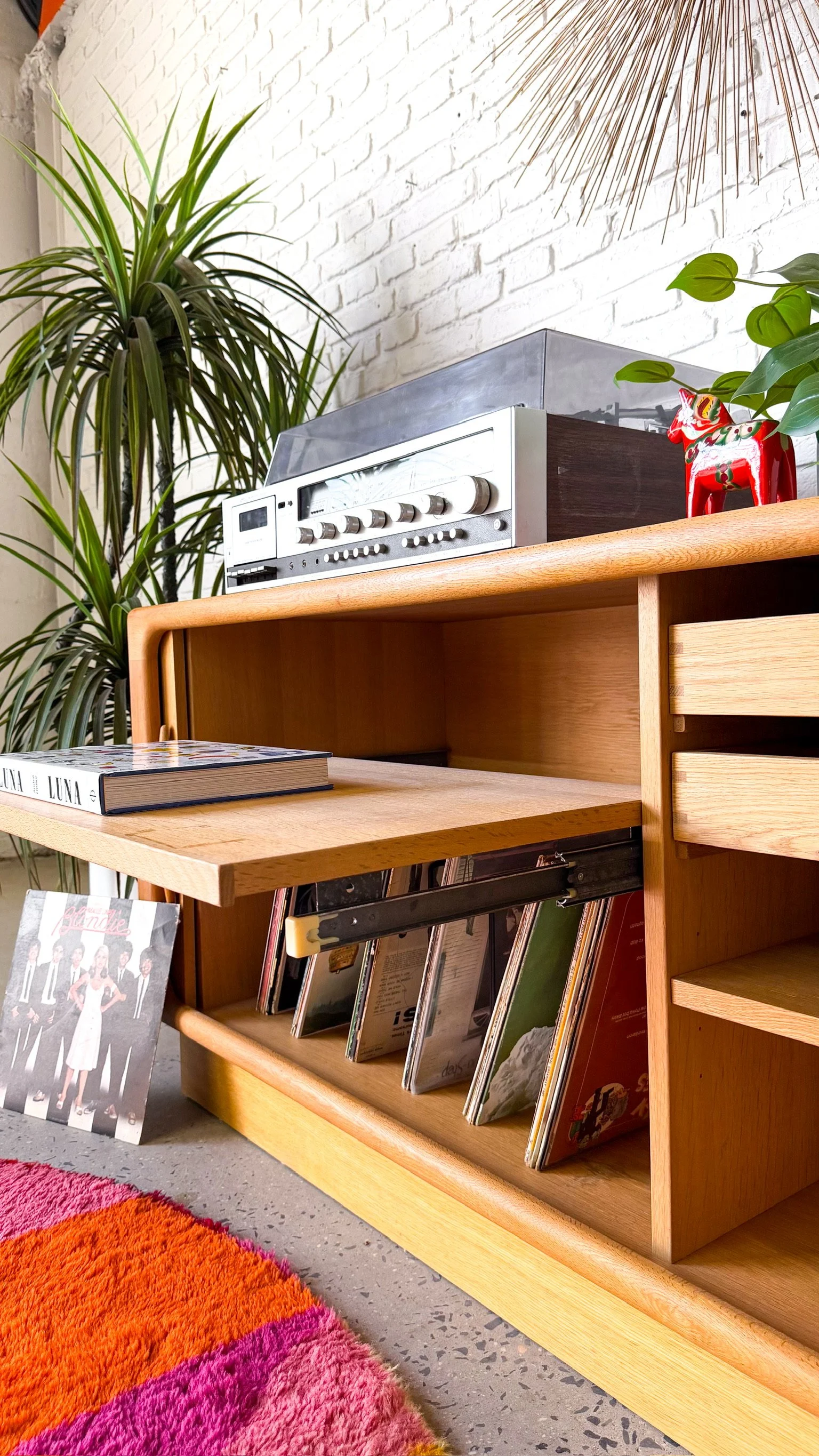 Dyrlund Danish Oak Tambour Door Media Cabinet15.jpg