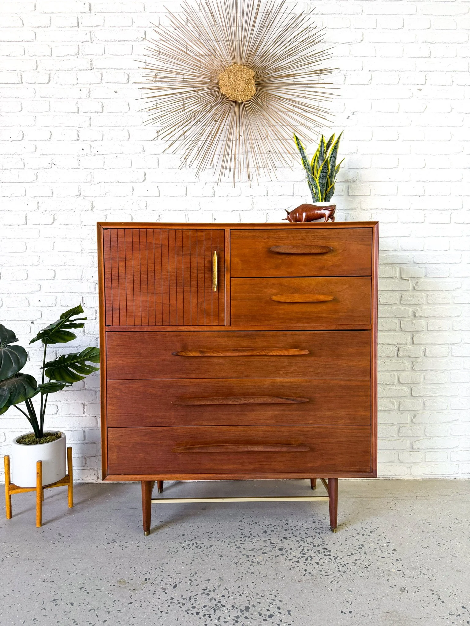 1960s Mid Century Modern Walnut Highboy Dresser1.jpg