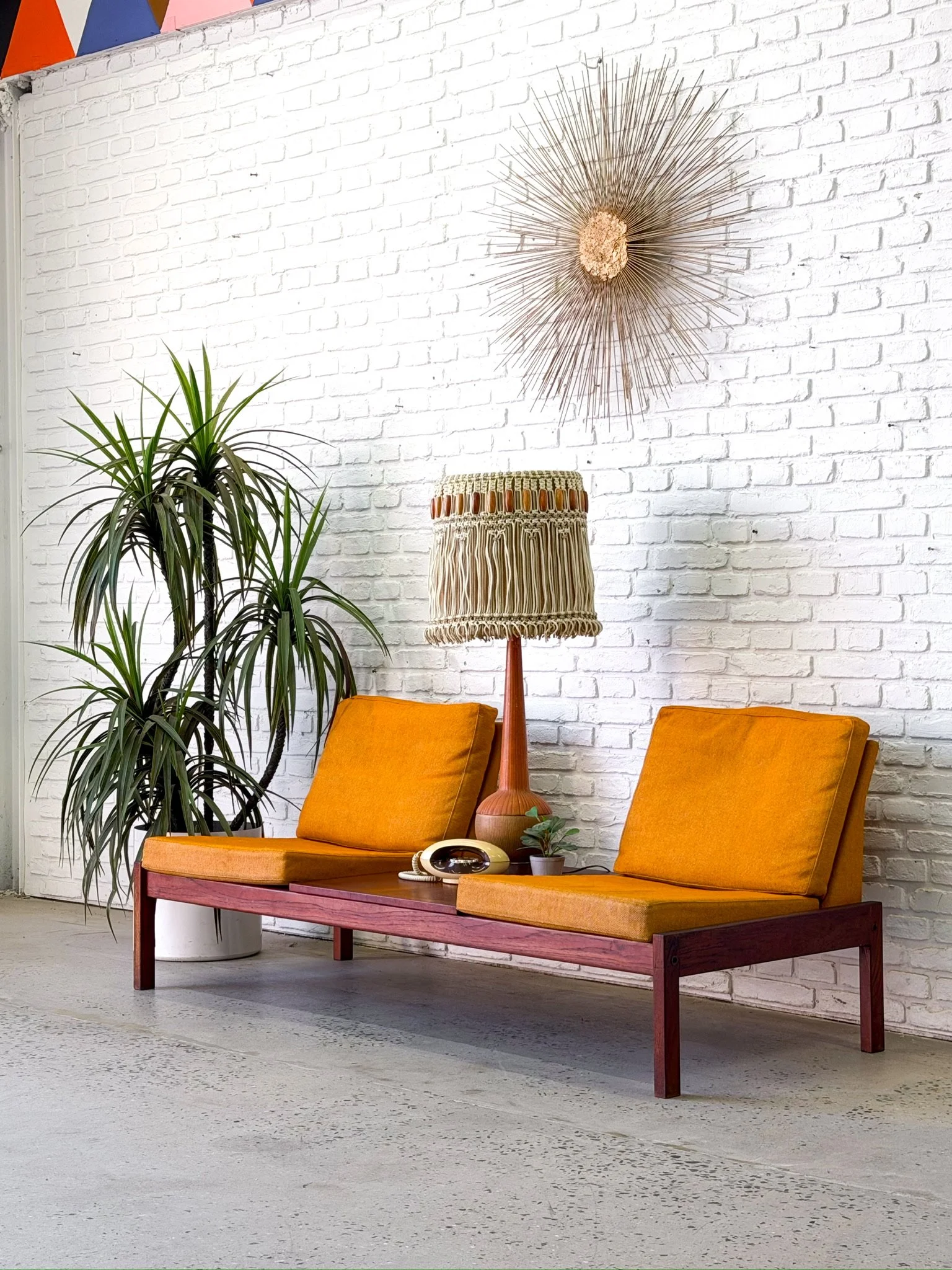 Danish Two Seater Sofa with Built In Side Table2.jpg