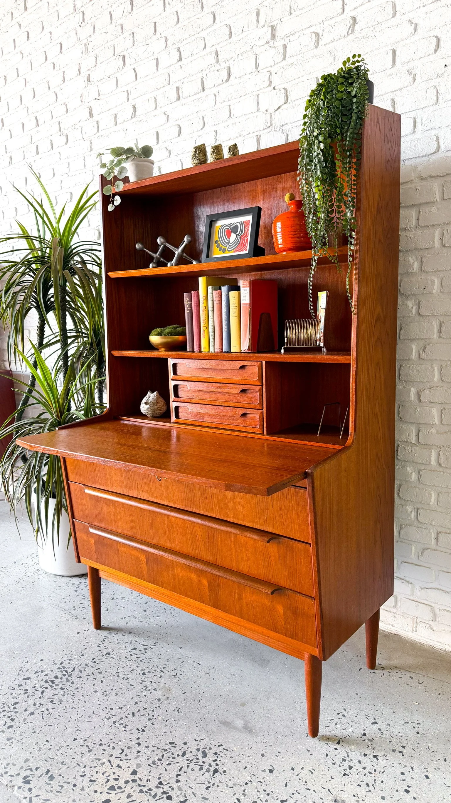 Danish Modern Teak Secretary Desk Bookshelf8.jpg
