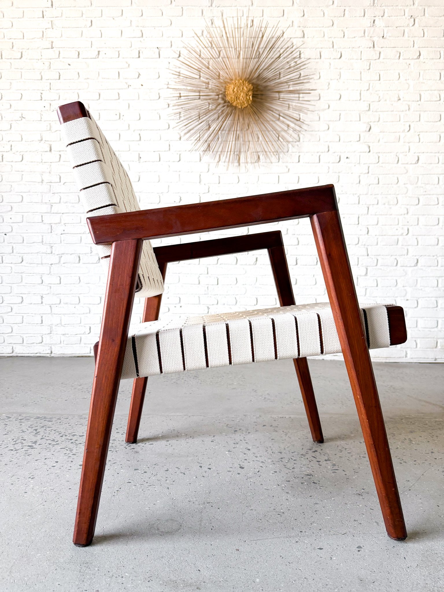 1950s solid wood side chair with NEW woven strap seat9.jpg