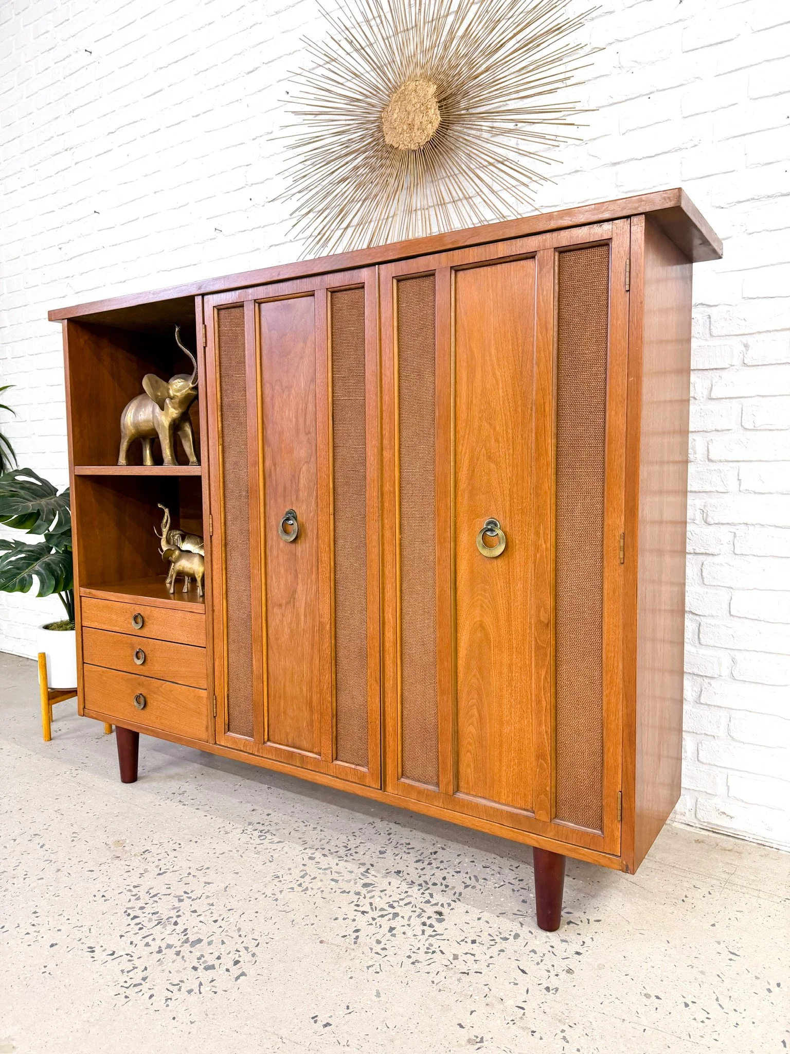 Walnut Curio cabinet with shelves and drawers5.jpg