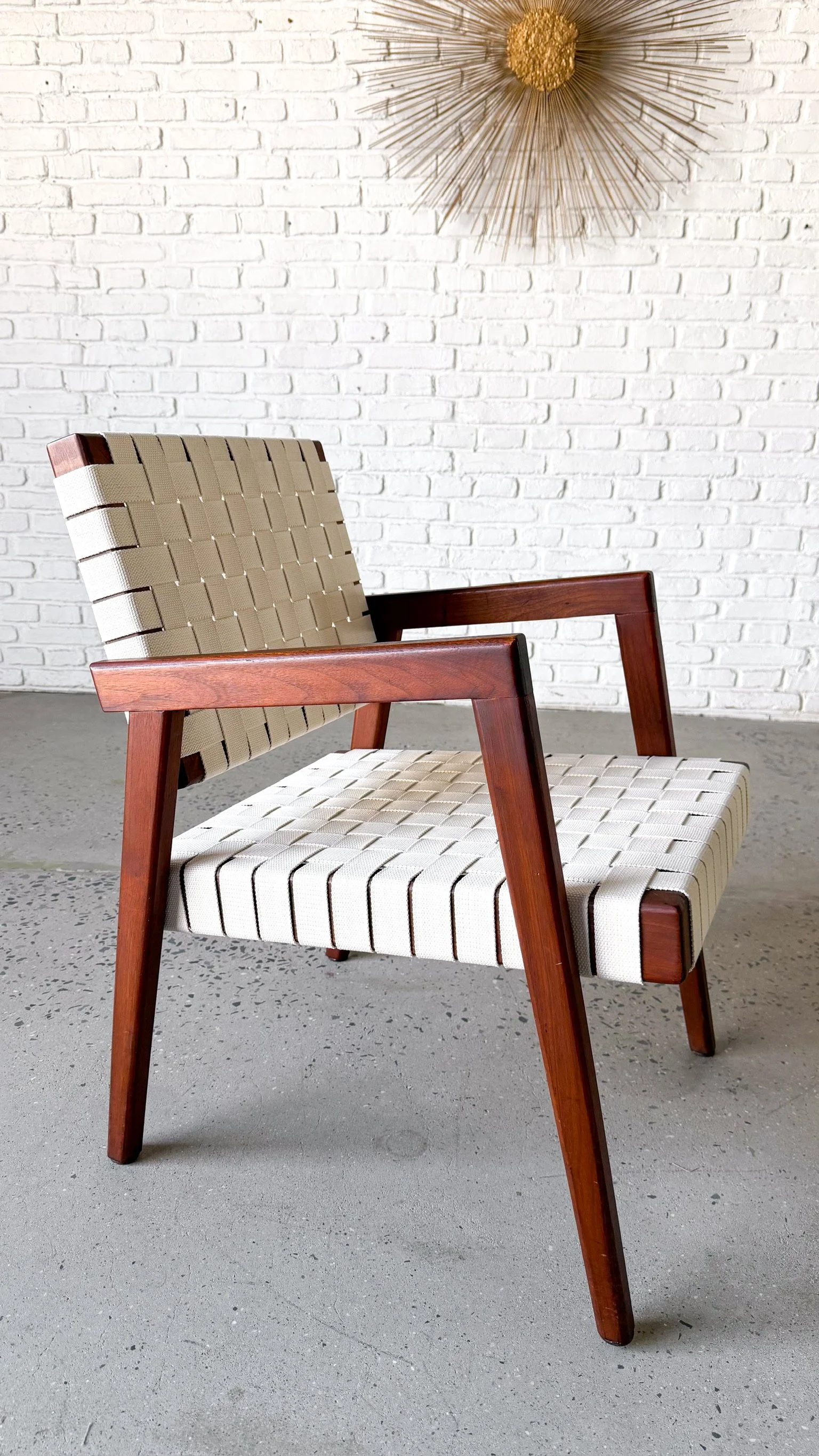 1950s solid wood side chair with NEW woven strap seat11.jpg