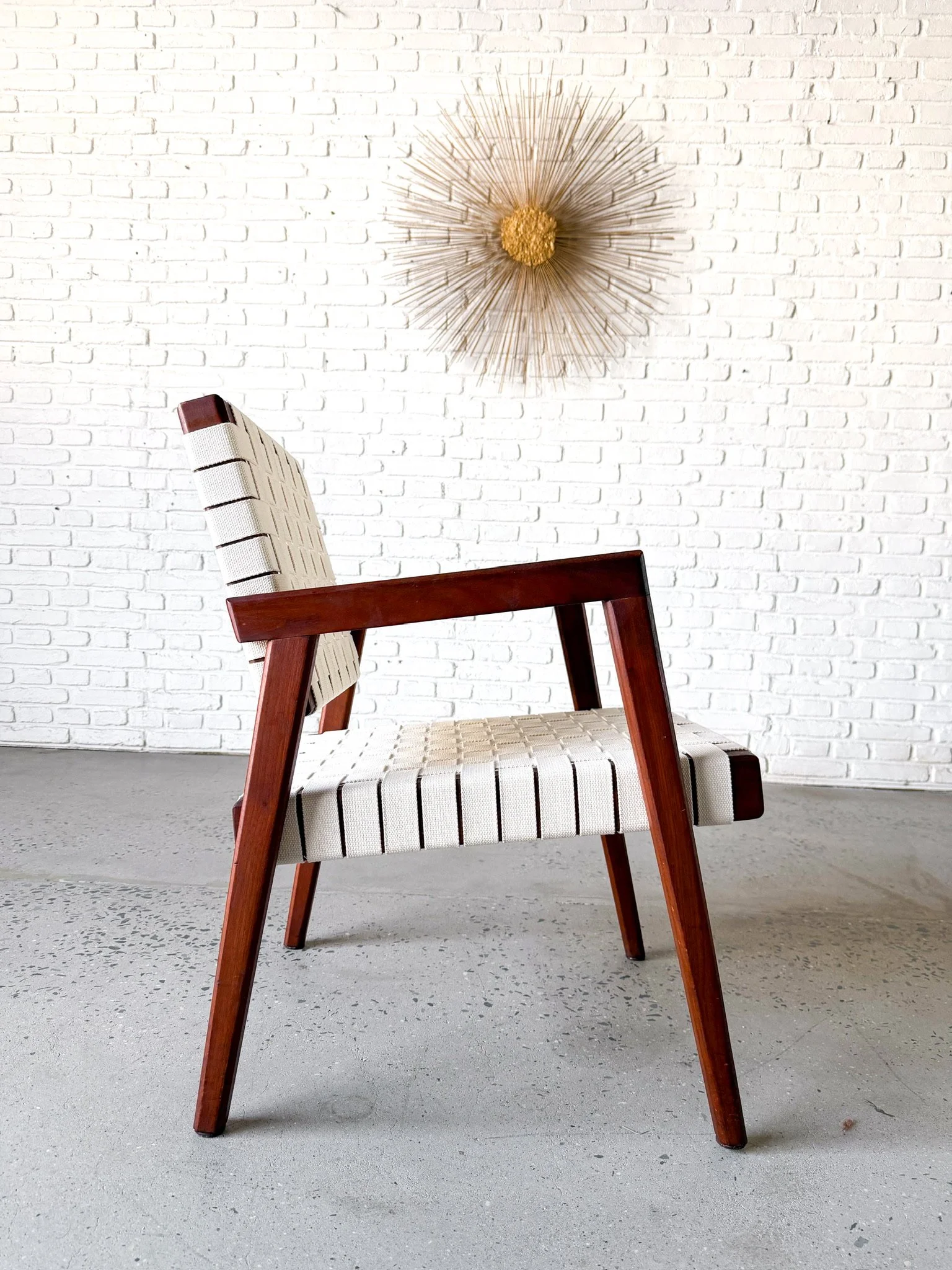 1950s solid wood side chair with NEW woven strap seat8.jpg
