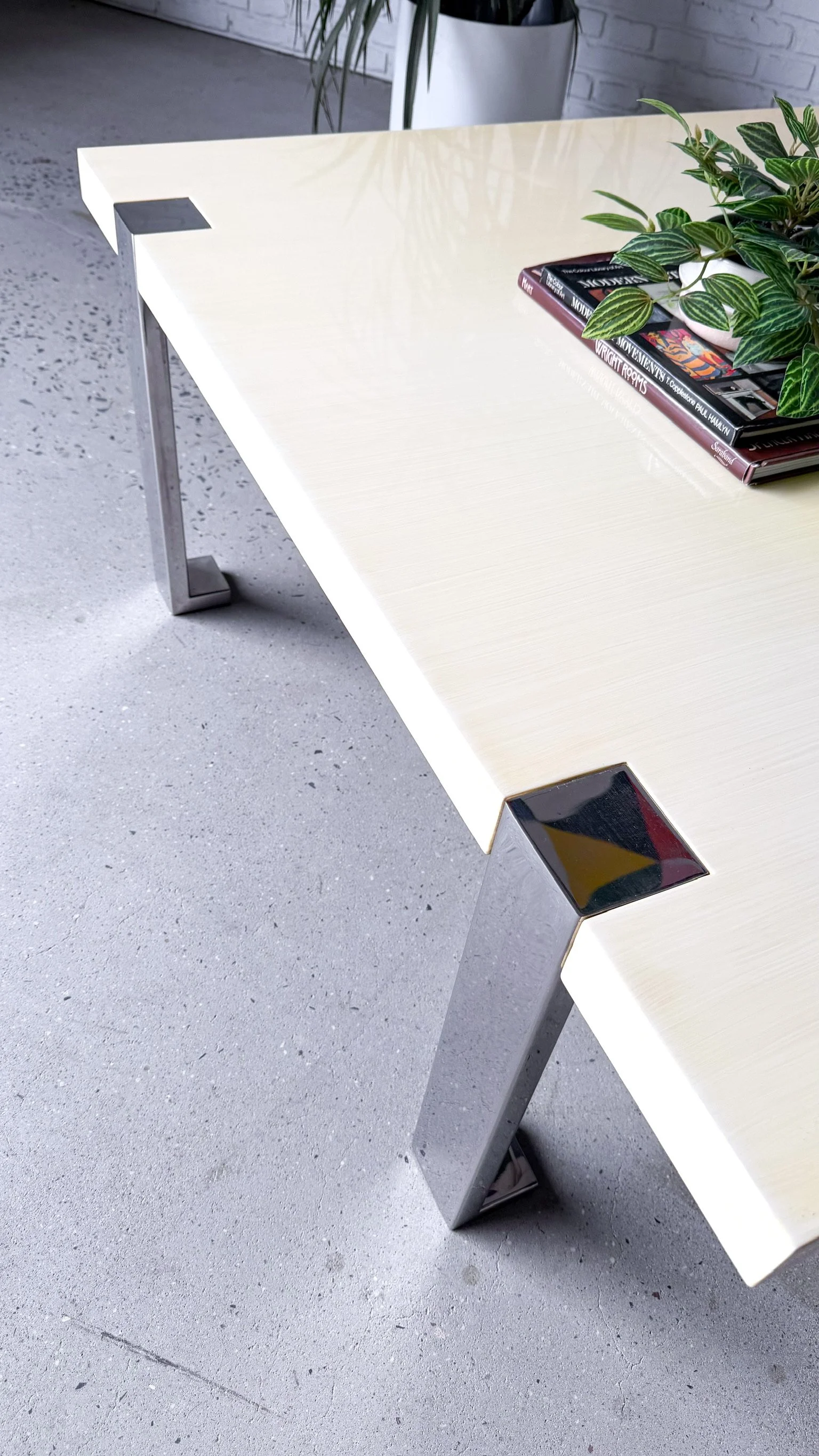 Rare Chrome and Laquer Post Modern Coffee Table4.jpg