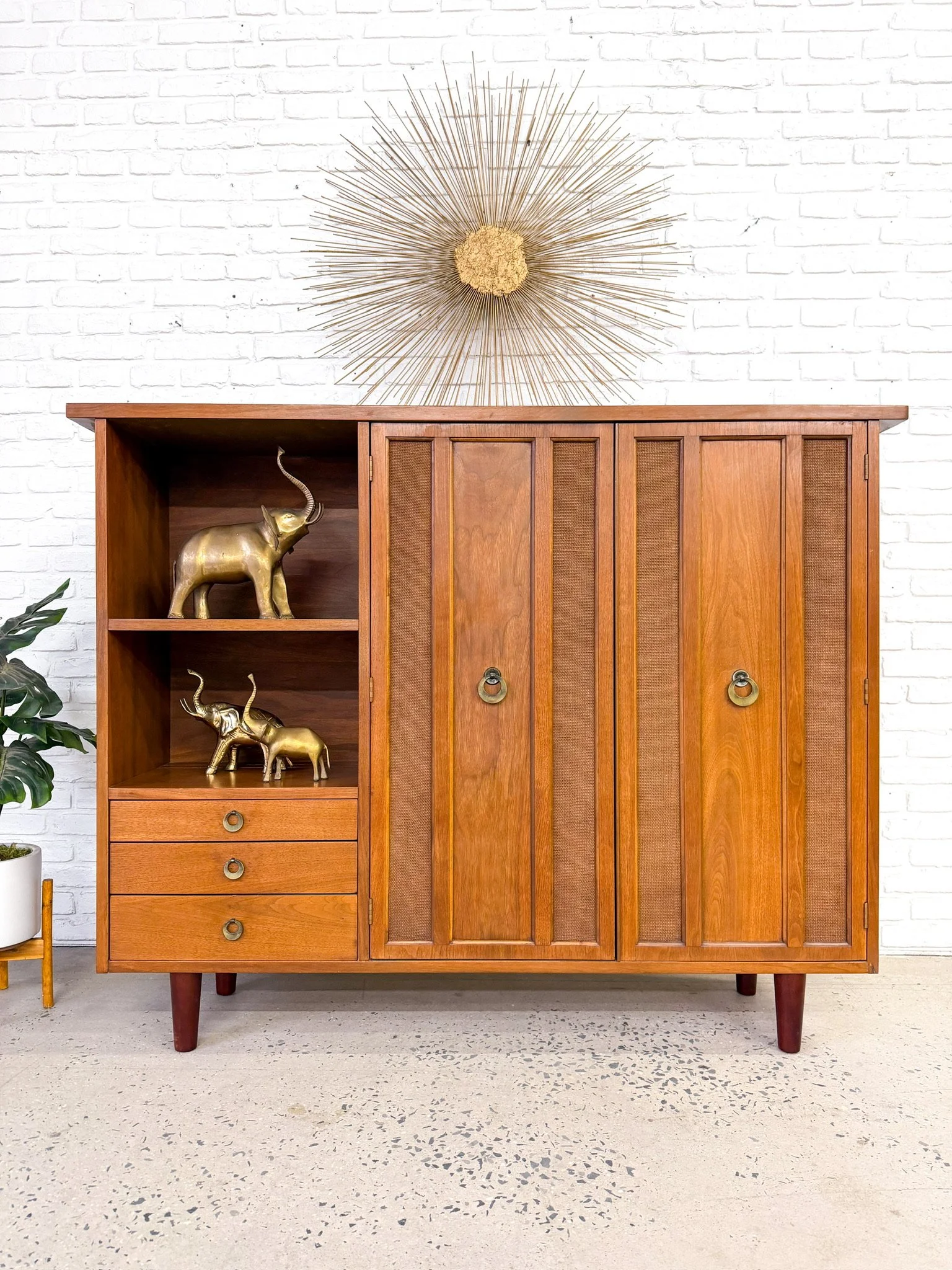Walnut Curio cabinet with shelves and drawers4.jpg