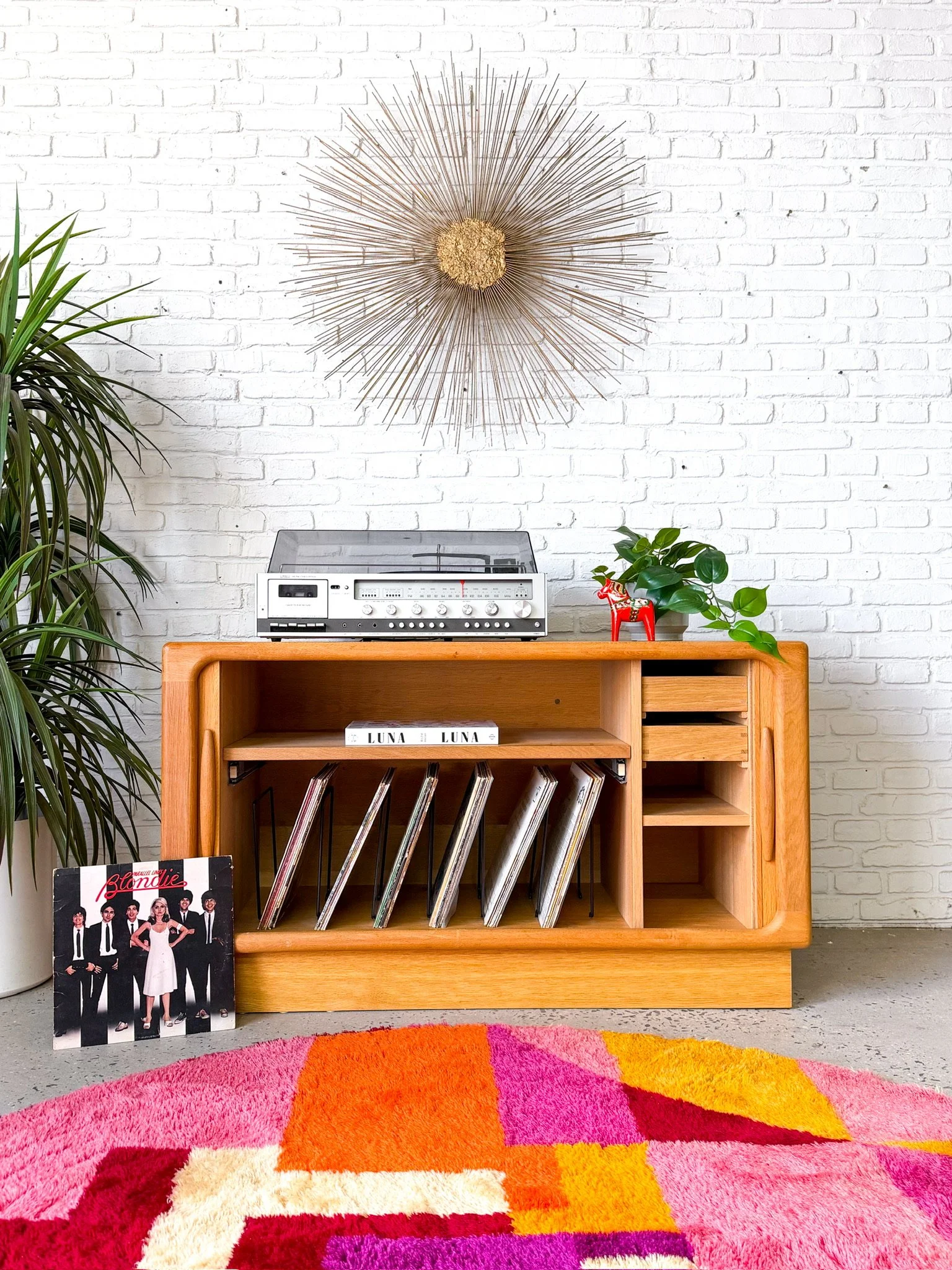 Dyrlund Danish Oak Tambour Door Media Cabinet1.jpg