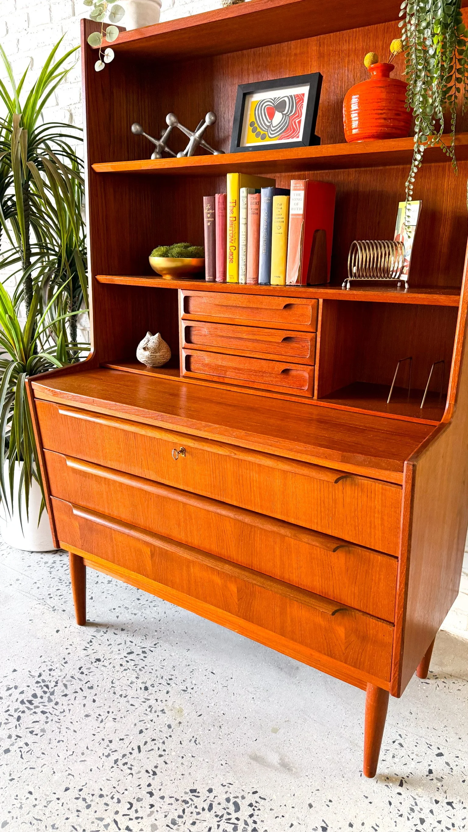 Danish Modern Teak Secretary Desk Bookshelf4.jpg