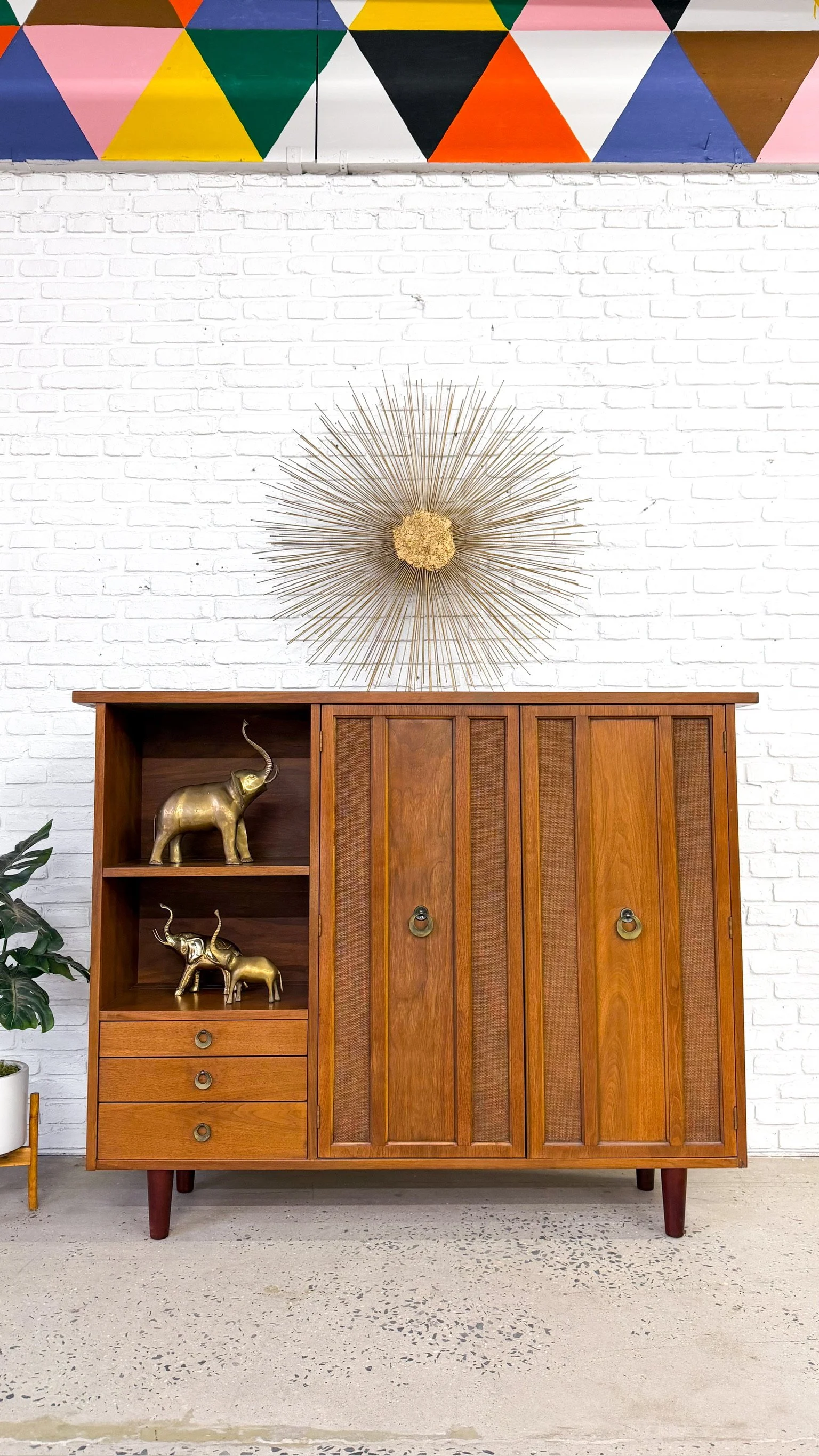 Walnut Curio cabinet with shelves and drawers2.jpg