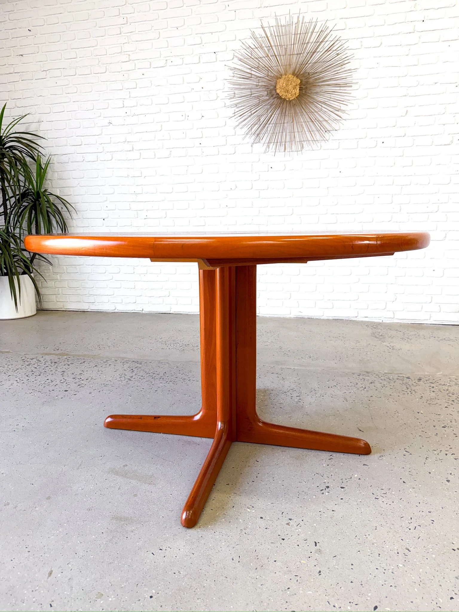 Danish Modern Circular Dining Table with Two Leaves10.jpg