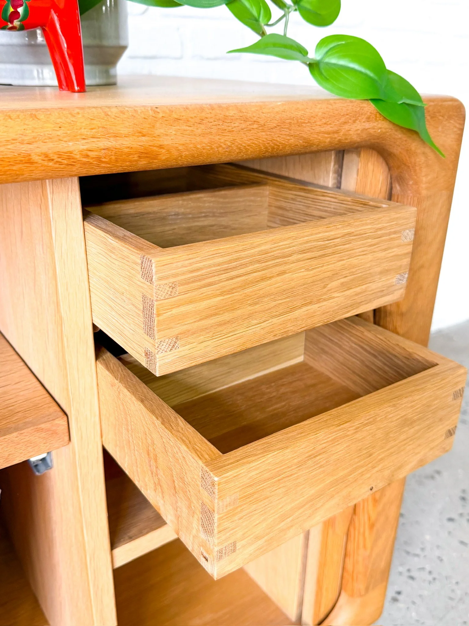 Dyrlund Danish Oak Tambour Door Media Cabinet3.jpg