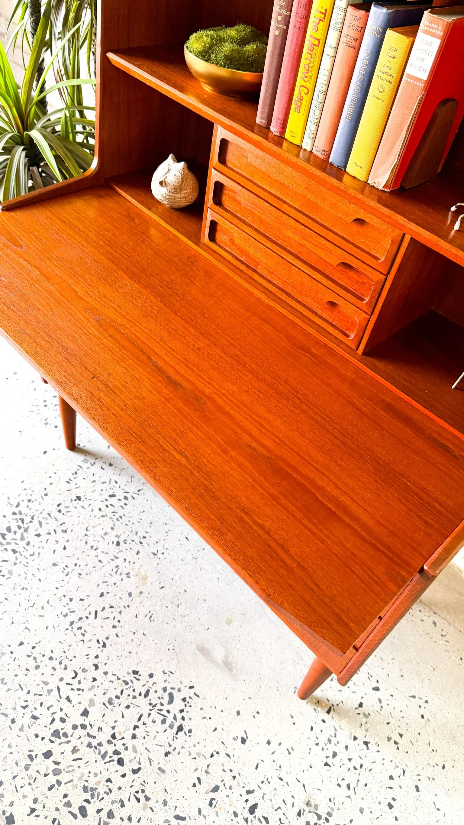 Danish Modern Teak Secretary Desk Bookshelf10.jpg