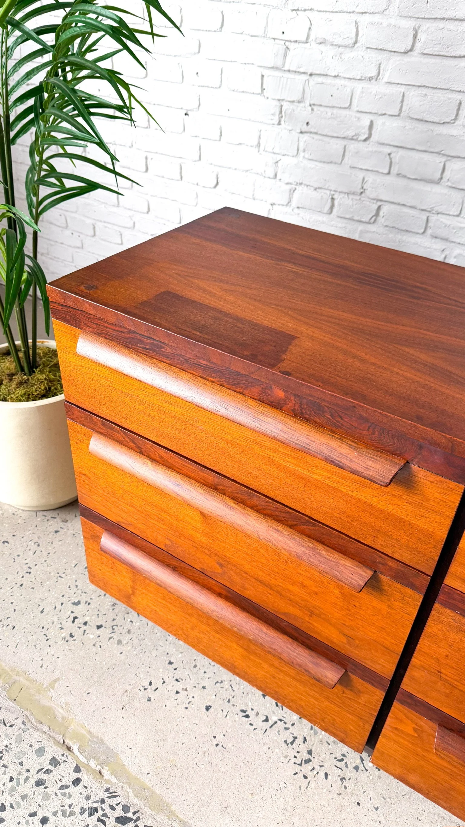 Mid Century Lowboy Dresser in Walnut and Rosewood9.jpg
